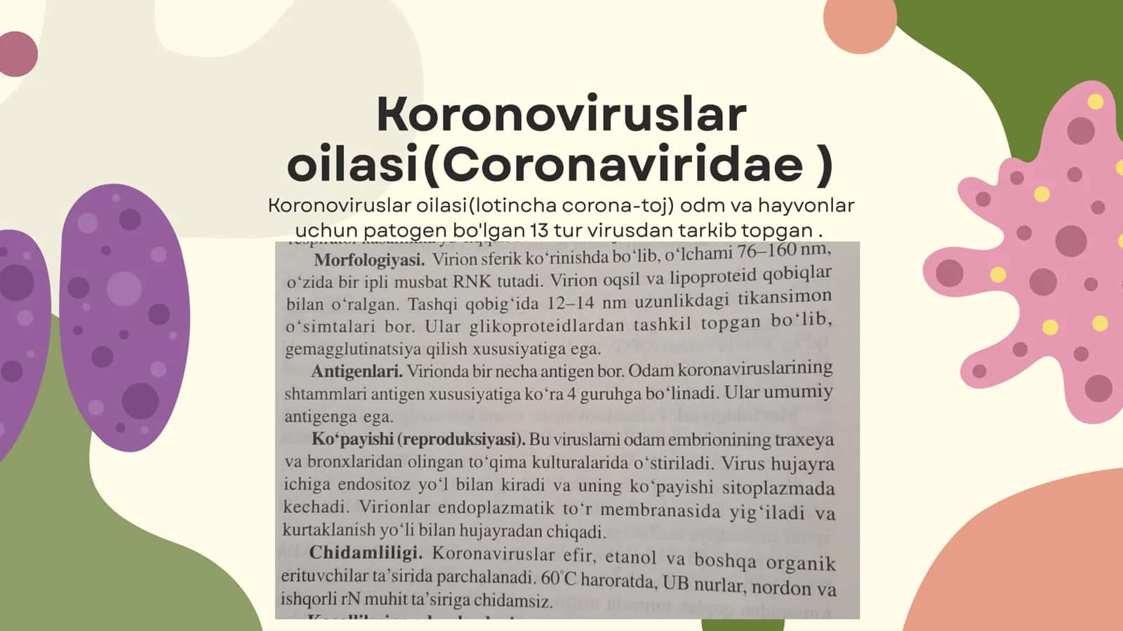 RNK viruslari –odamda respirator kasallik keltirib chiqaruvchi viruslar: ortomiksoviruslar, paramiksovirusslar, koronoviruslar. Umumiy xususiyatlari. Inson patologiyasidagi roli. Mikrobiologik diagnostika. Maxsus profilaktikasi. (Laboratoriya mashg‘ulotlari) 3