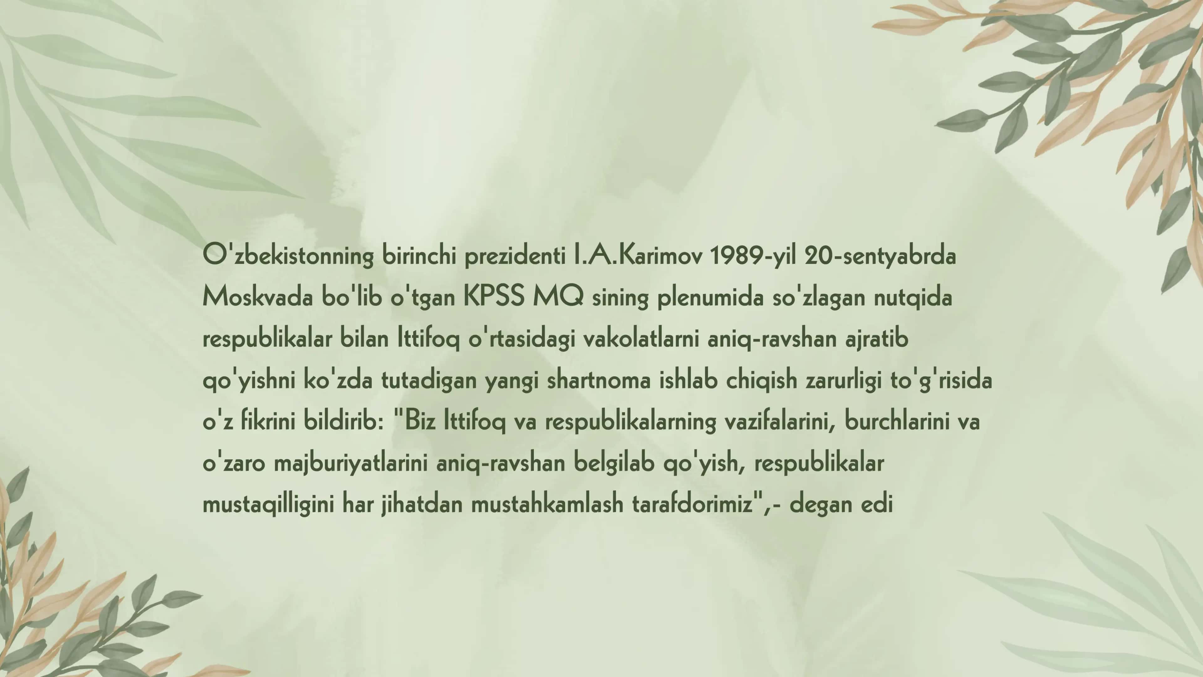 Mustaqil O'zbekiston Respublikasining tashkil topishining tarixiy ahamiyati 3