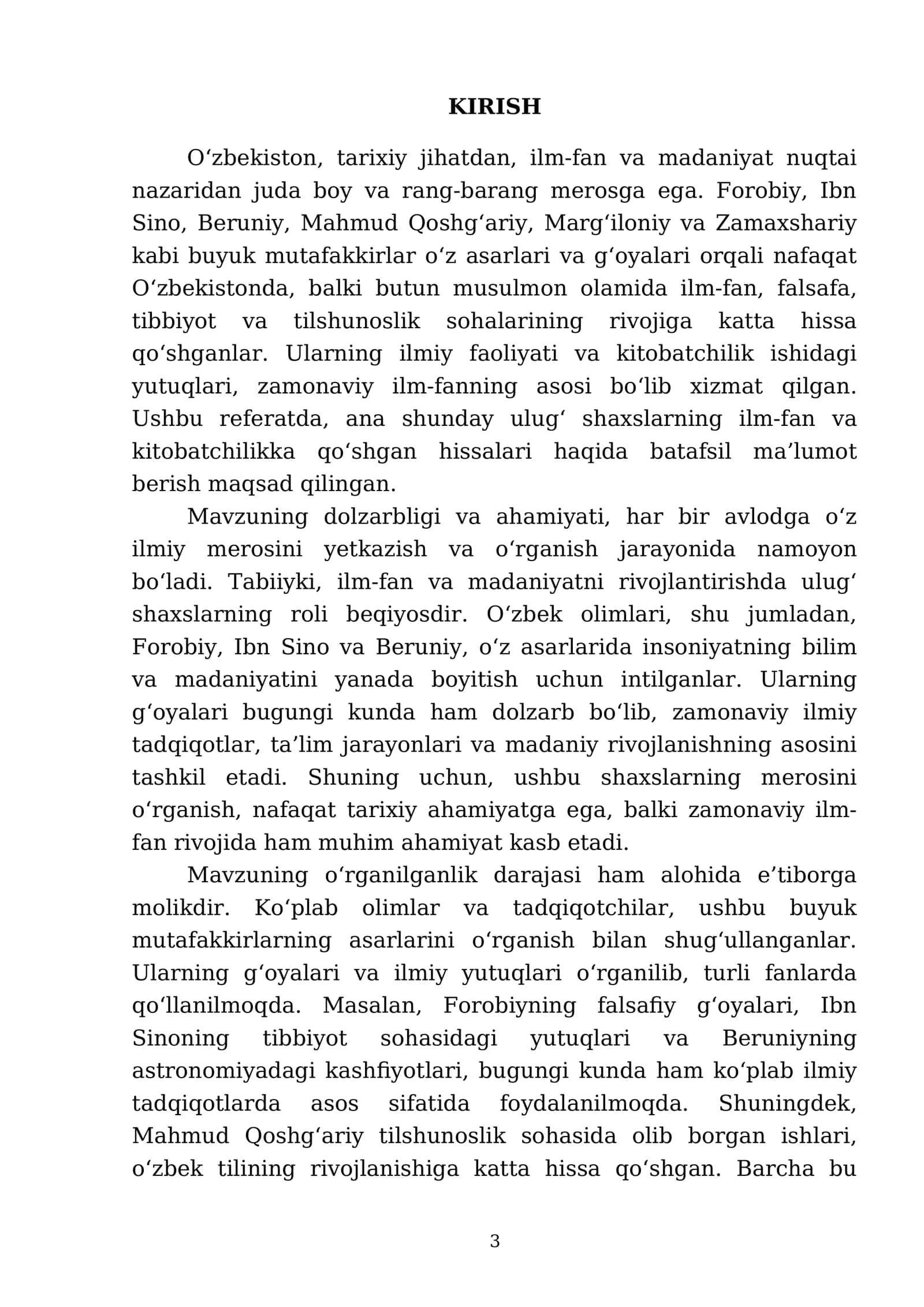 FOROBIY, IBN SINO, BERUNIY, MAHMUD QOSHG‘ARIY, MARG‘ILONIY, ZAMAXSHARIYLARNING ILM-FAN VA KITOBATCHILIK ISHIGA QO‘SHGAN HISSALARI 3