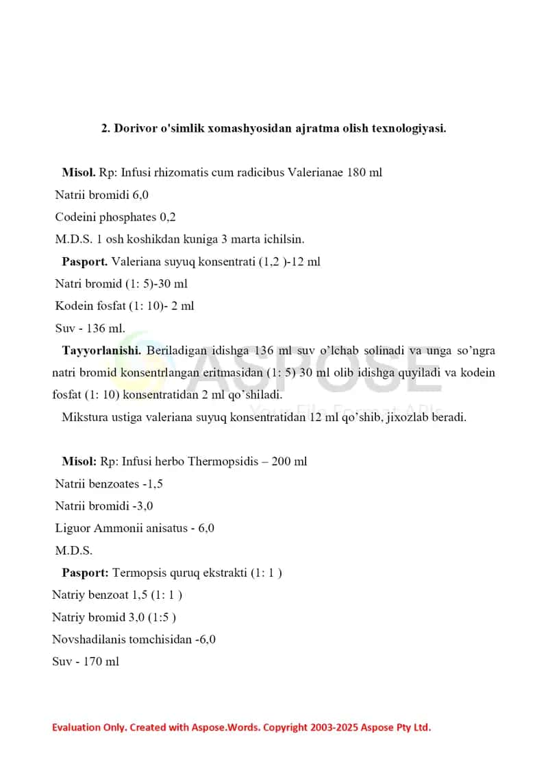 Dorivor o'simlik xomashyosidan ajratma olishda ekstraksiya jarayonining nazariy asoslari. Referat, 9 sahifa. 3
