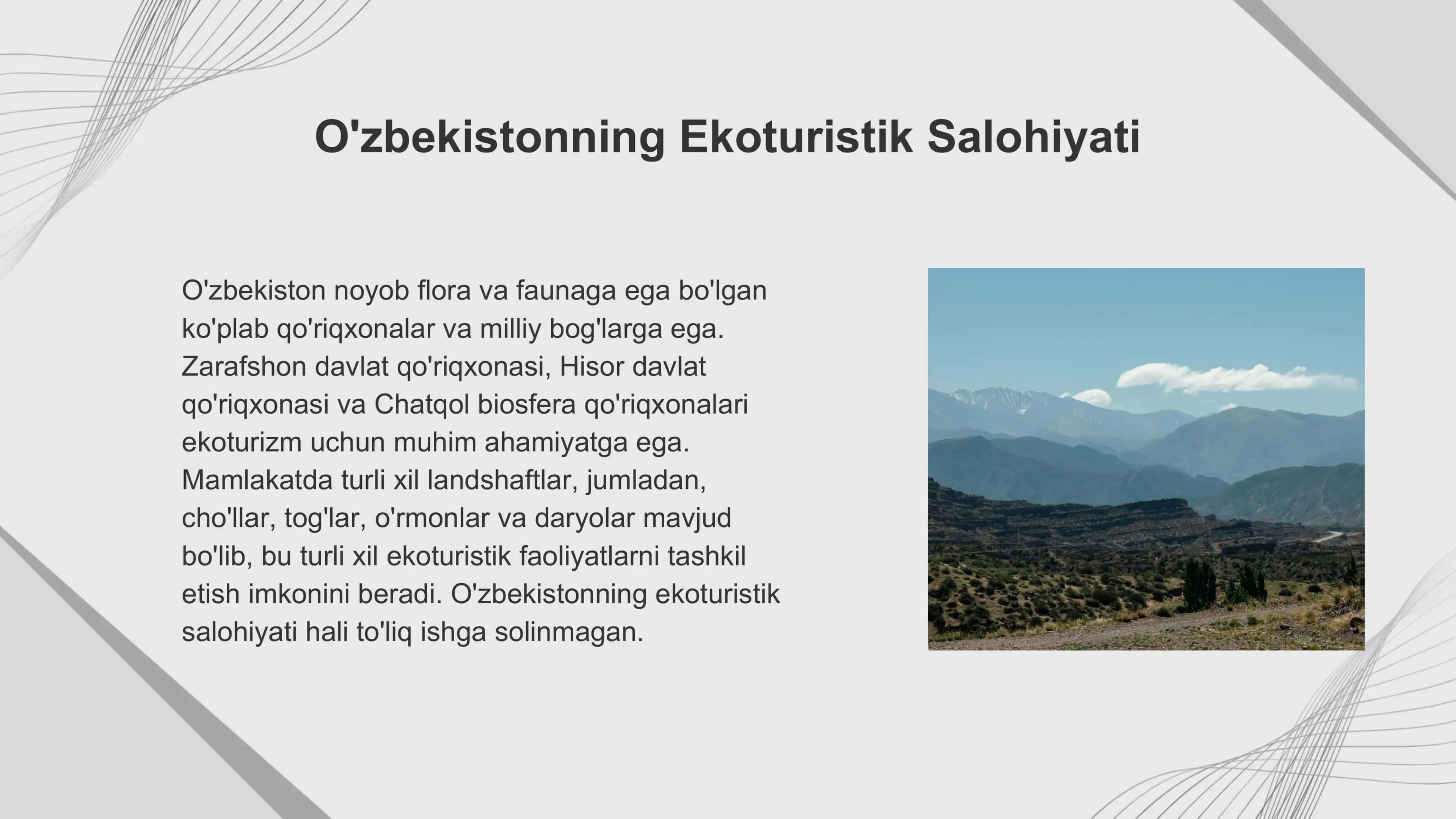 Oʻzbekistonda Ekoturizmni Rivojlantirishning Asosiy Yoʻnalishlari 3