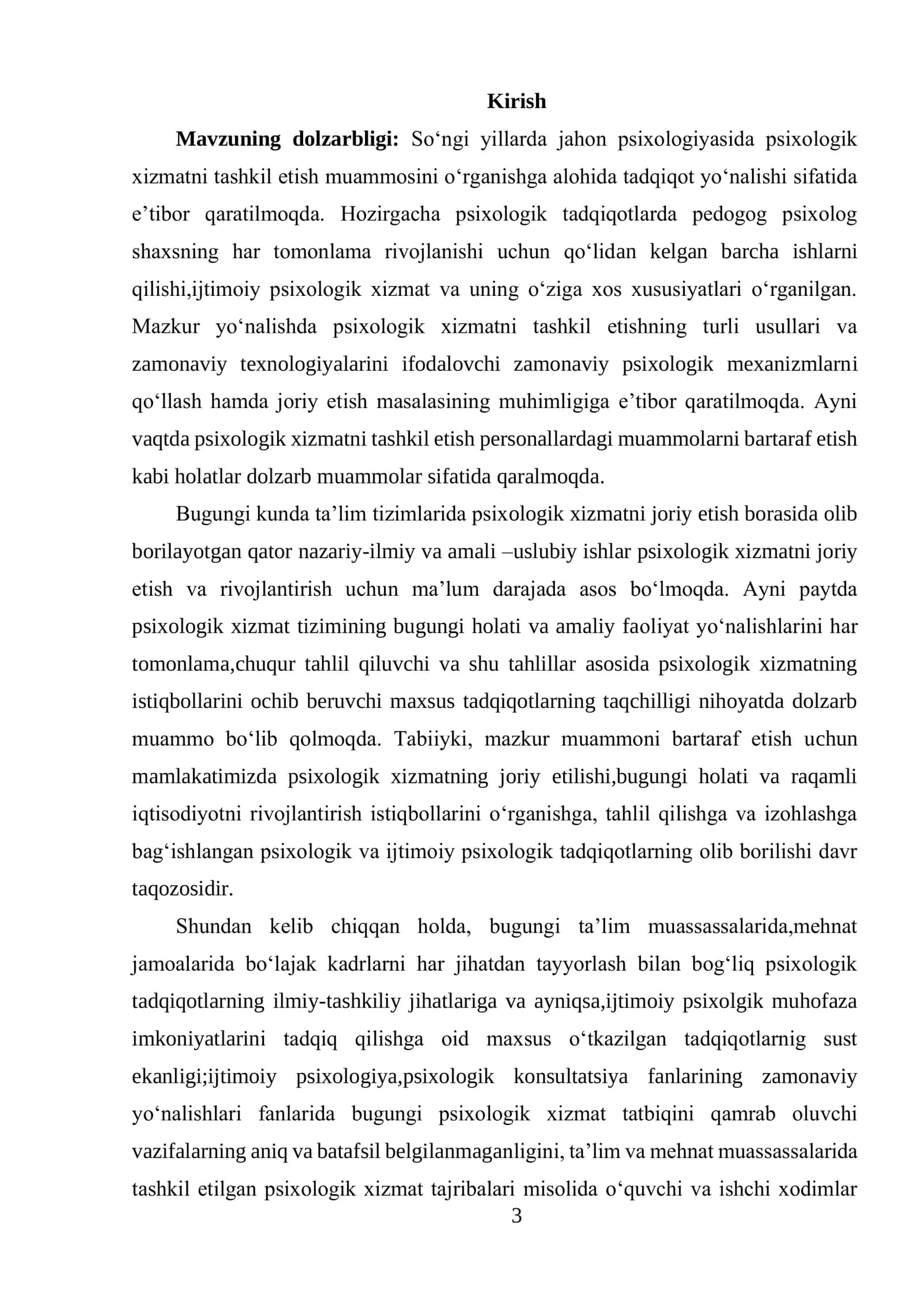 Psixologik maslahat va korreksiyaning maqsadi, vazifalari, tamoyillari va ularning amaliy psixologiya strukturasidagi oʻrni 3