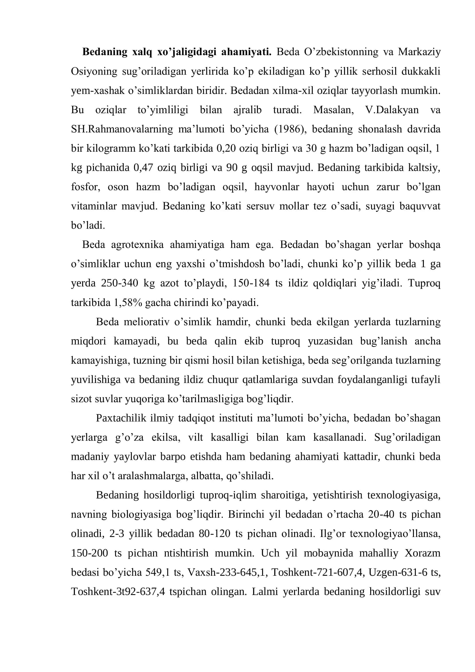 BEDA BIOLOGIYASI VA YETISHTIRISH TEXNOLOGIYASI 3