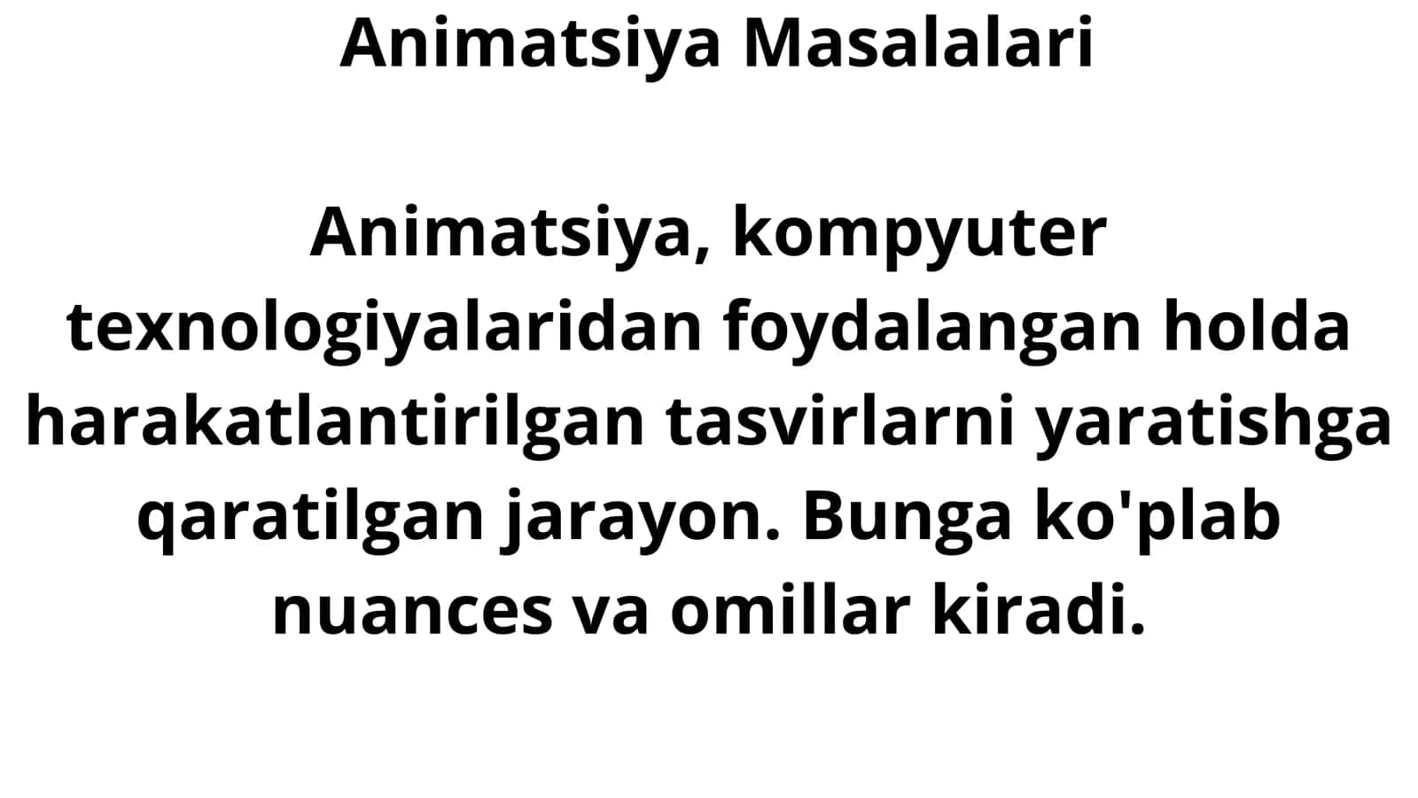 Animatsiya Masalalari 3