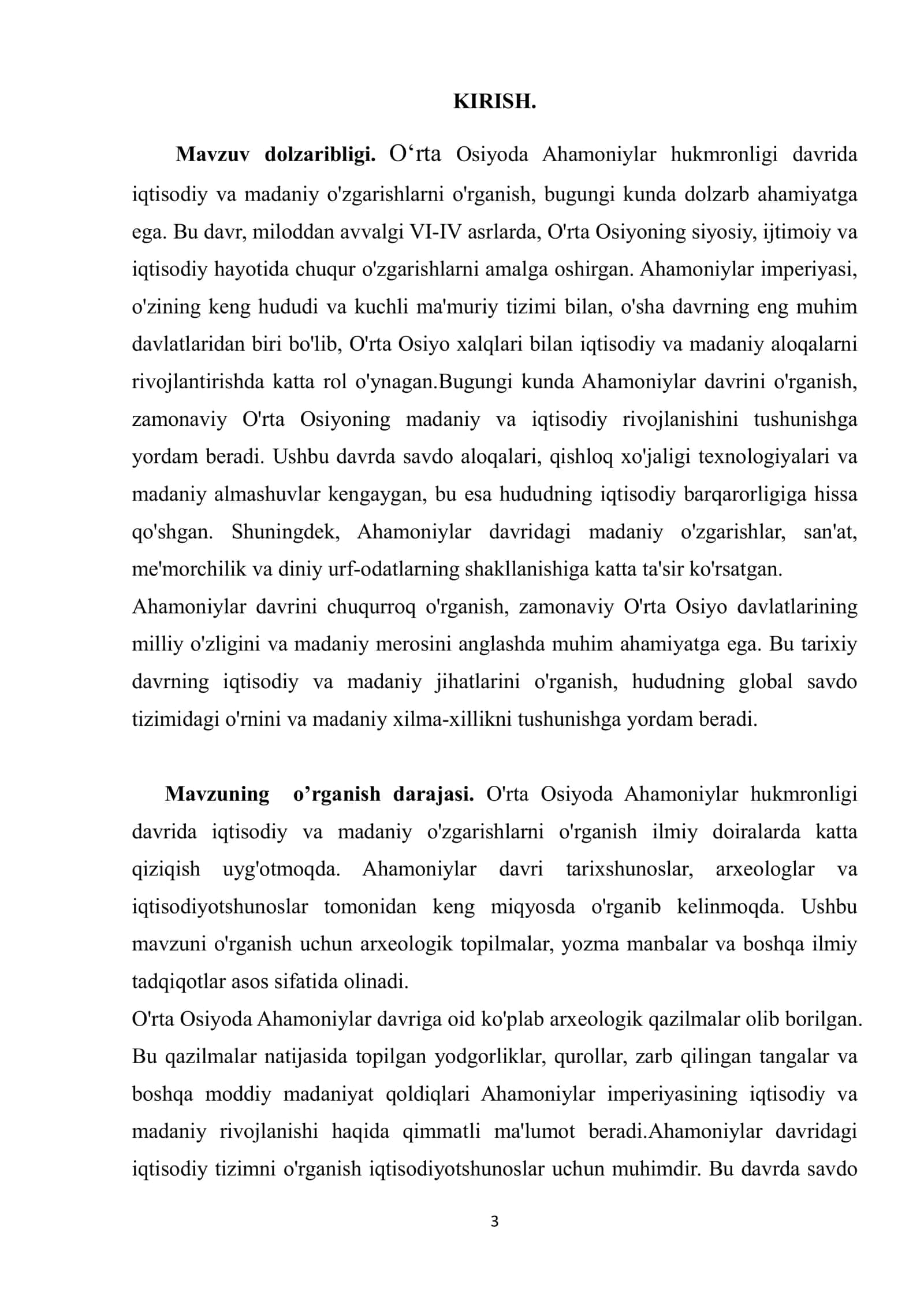 Oʻzbekiston tarixi fanidan KURS ISHI 3