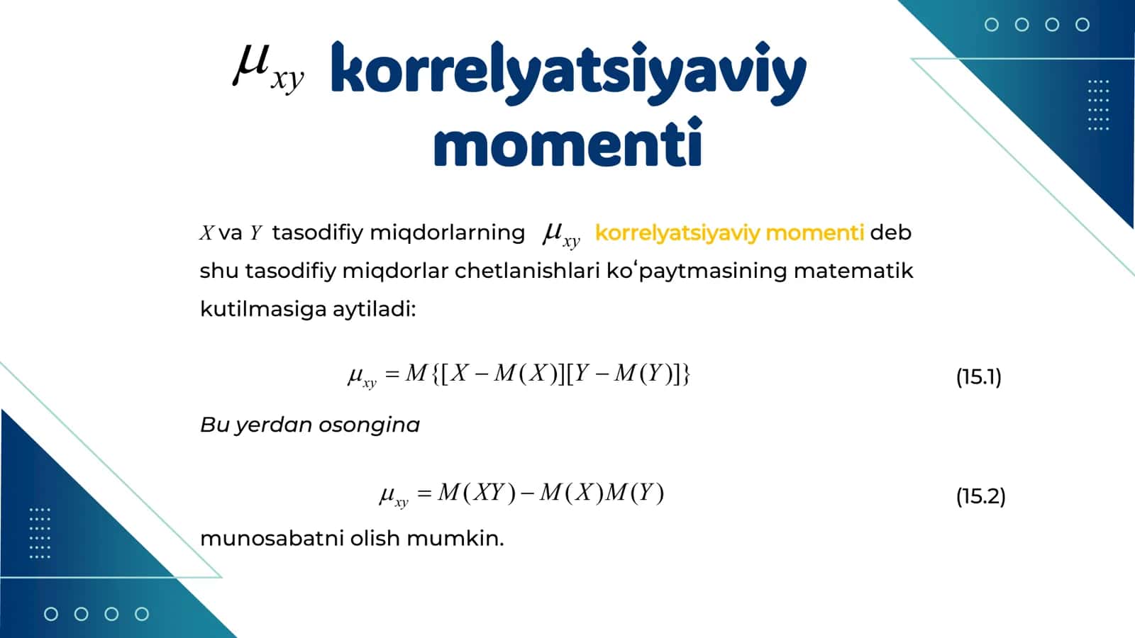 Tanlanma korrelyatsiya koeffitsiyenti va uning xossalari 3