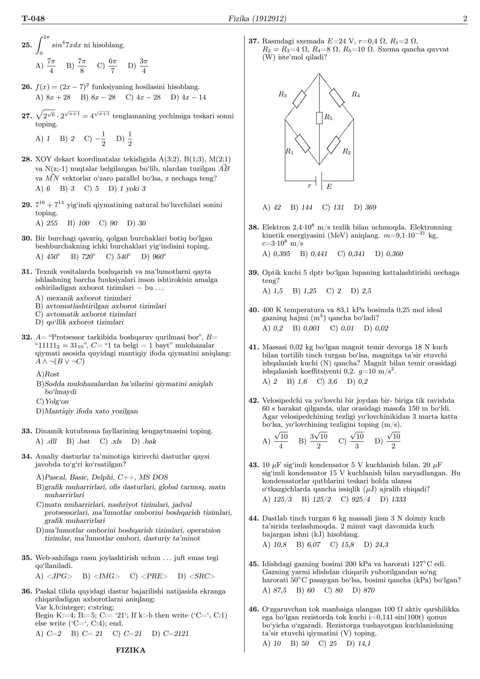 Matematika (informatika bilan) 3
