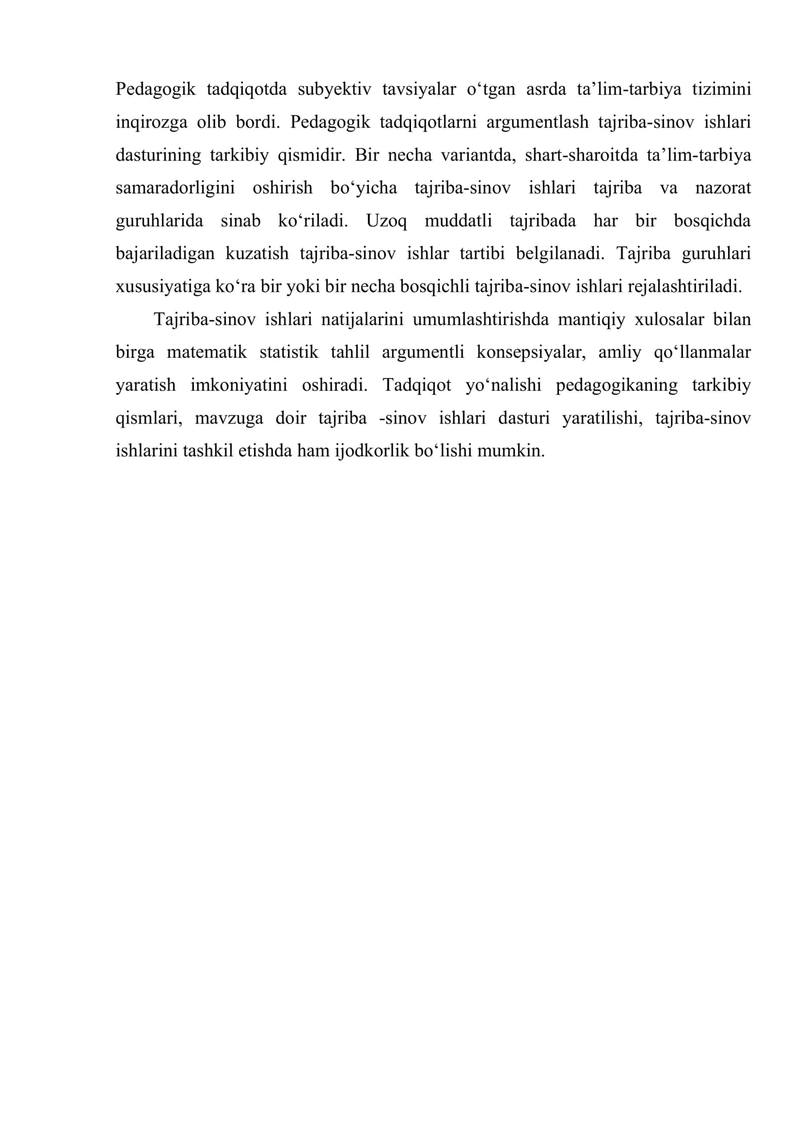 Pedagogik tajribalarni tashkil etish metodikasi 3