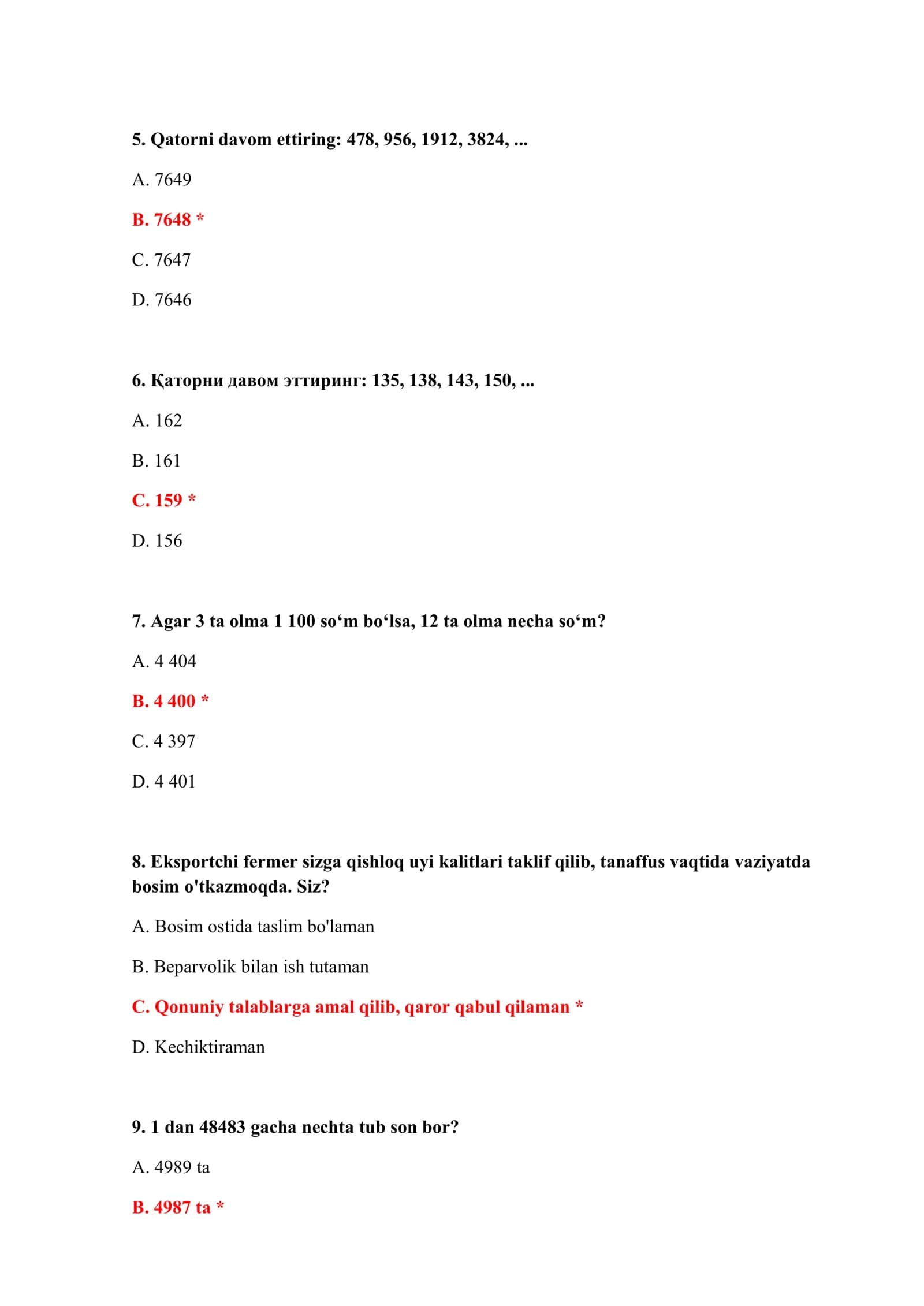 BOJXONA AKADEMIYASI TEST WORD 3