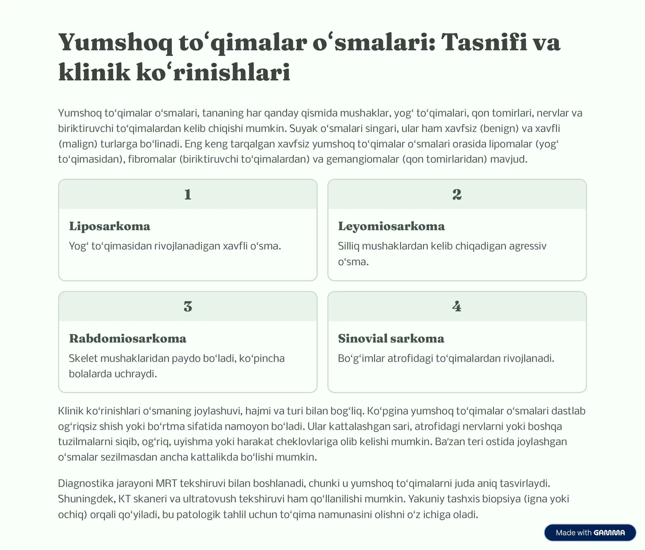 Suyak va yumshoq to»qi malardagi o»smalar 3