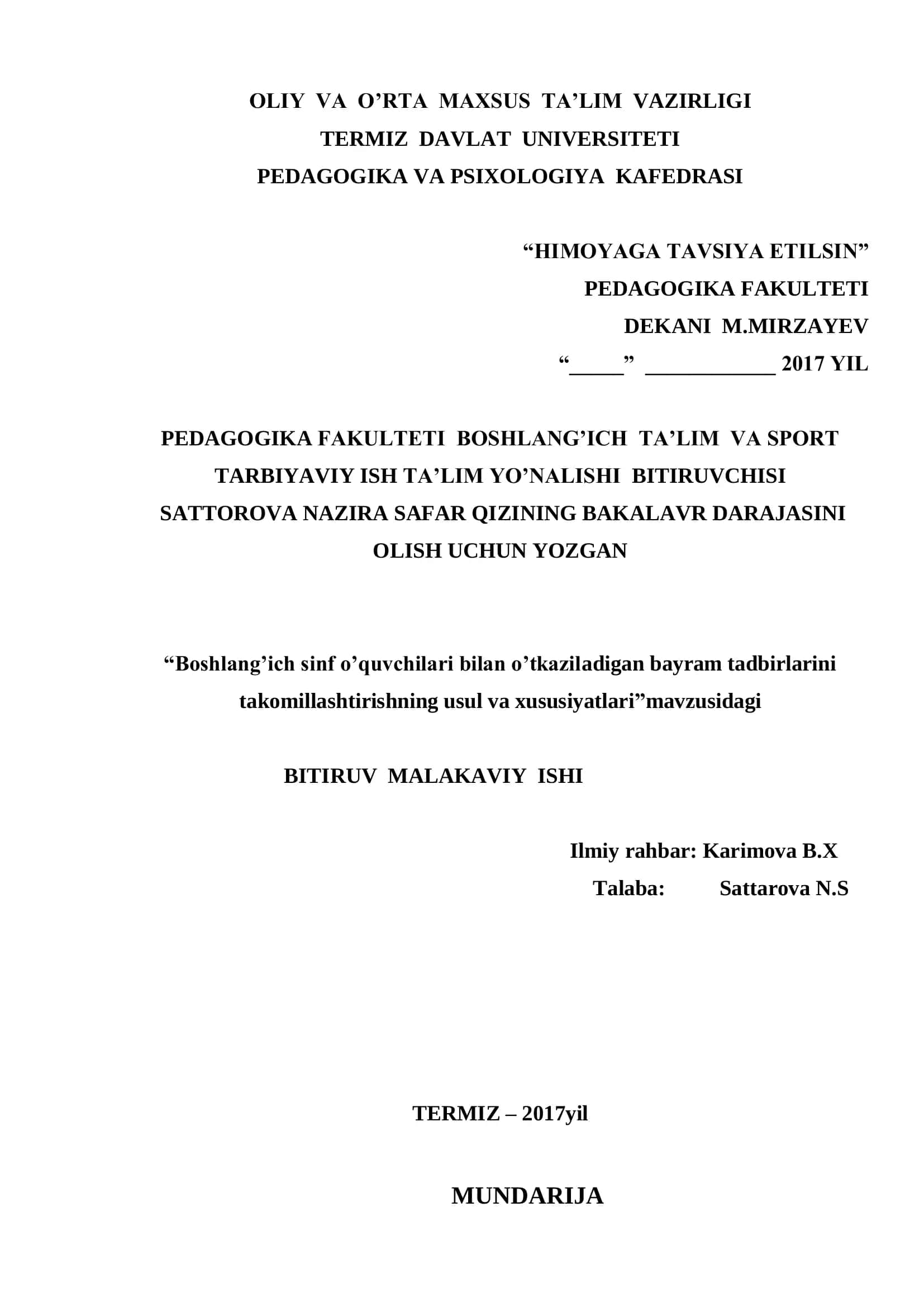 Boshlang’ich sinf o’quvchilari bilan o’tkaziladigan bayram tadbirlarini takomillashtirishning usul va xususiyatlari 3