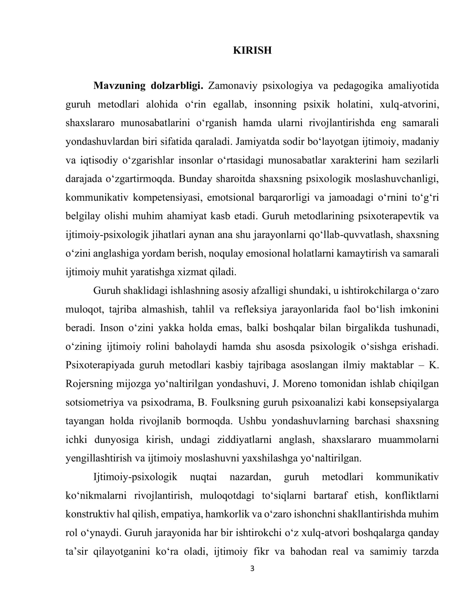 Guruh metodlarining psixoterapevtik va ijtimoiy-psixologik jihatlari 3