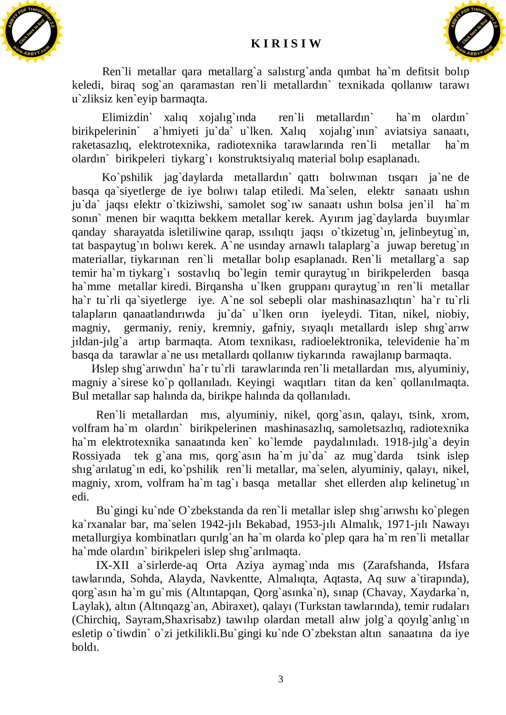 Materialtaniw ha`m Konstruksiyaliq materiallar texnologiyasi 3