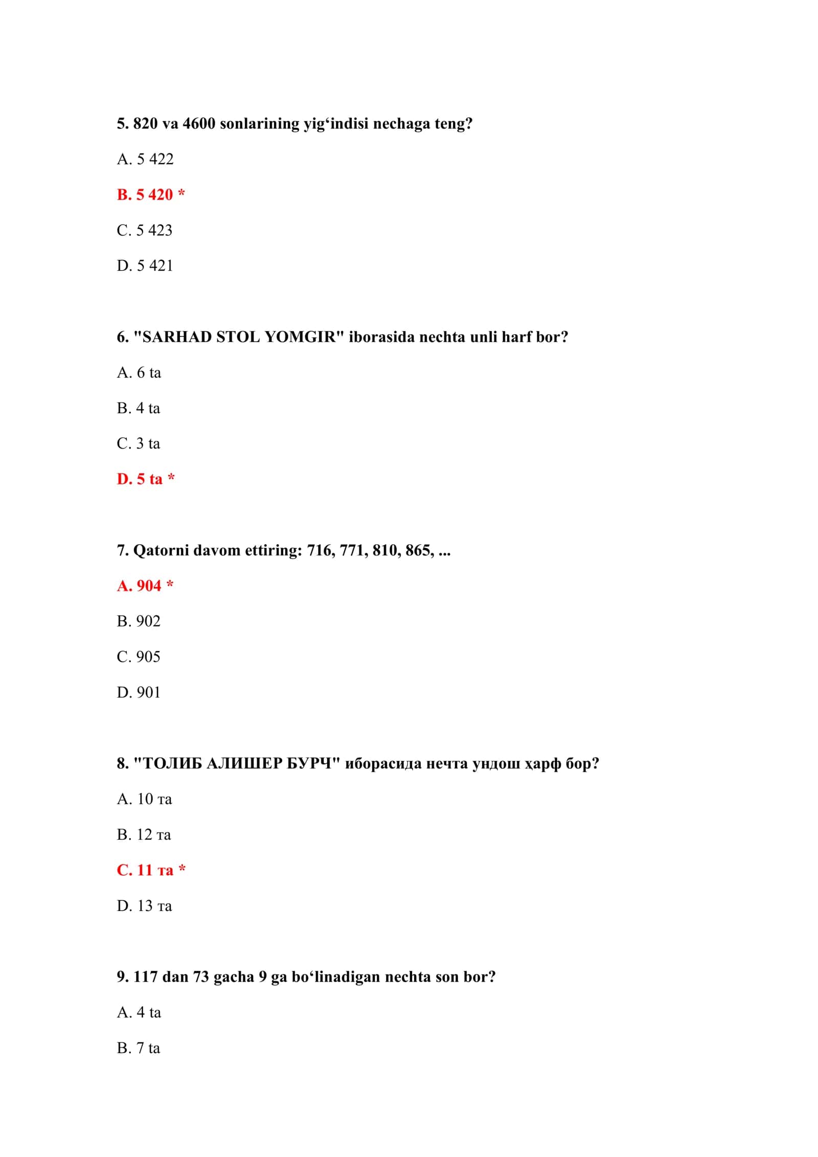 BOJXONA AKADEMIYASI TEST JAVOBLARI 3