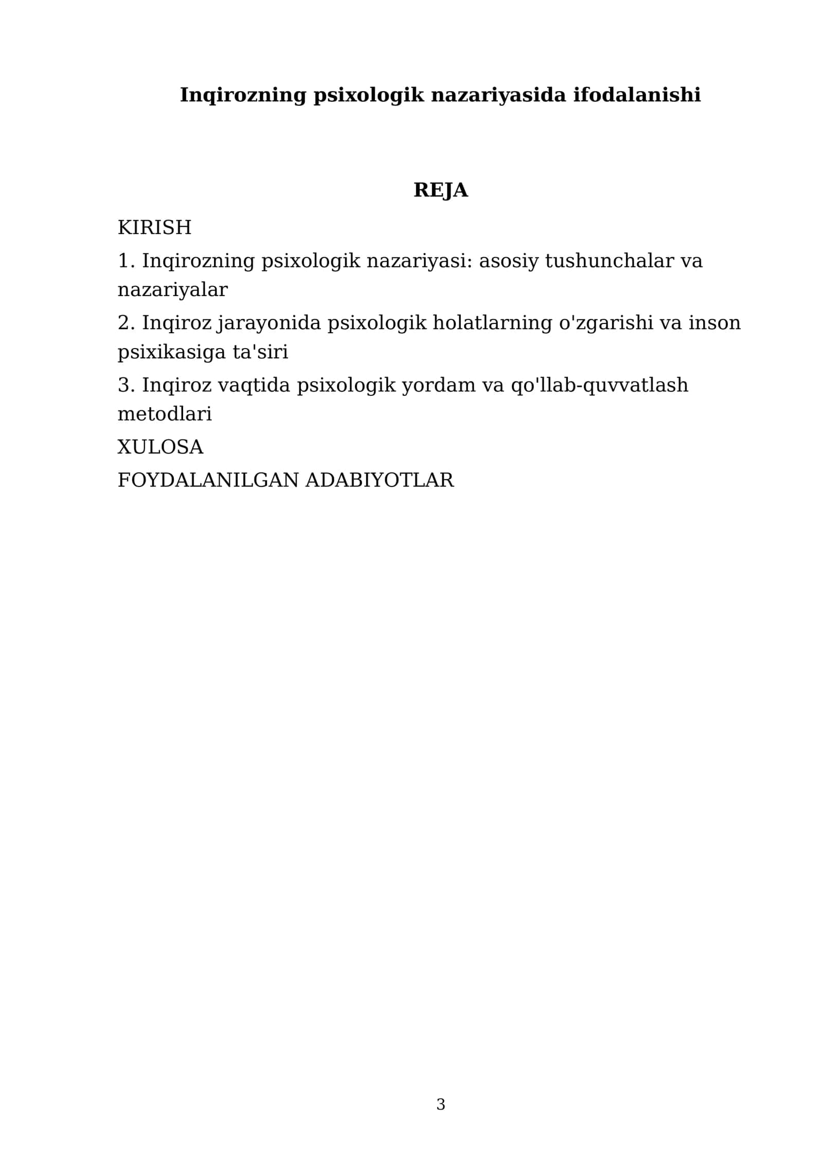 Inqirozning psixologik nazariyasida ifodalanishi 3