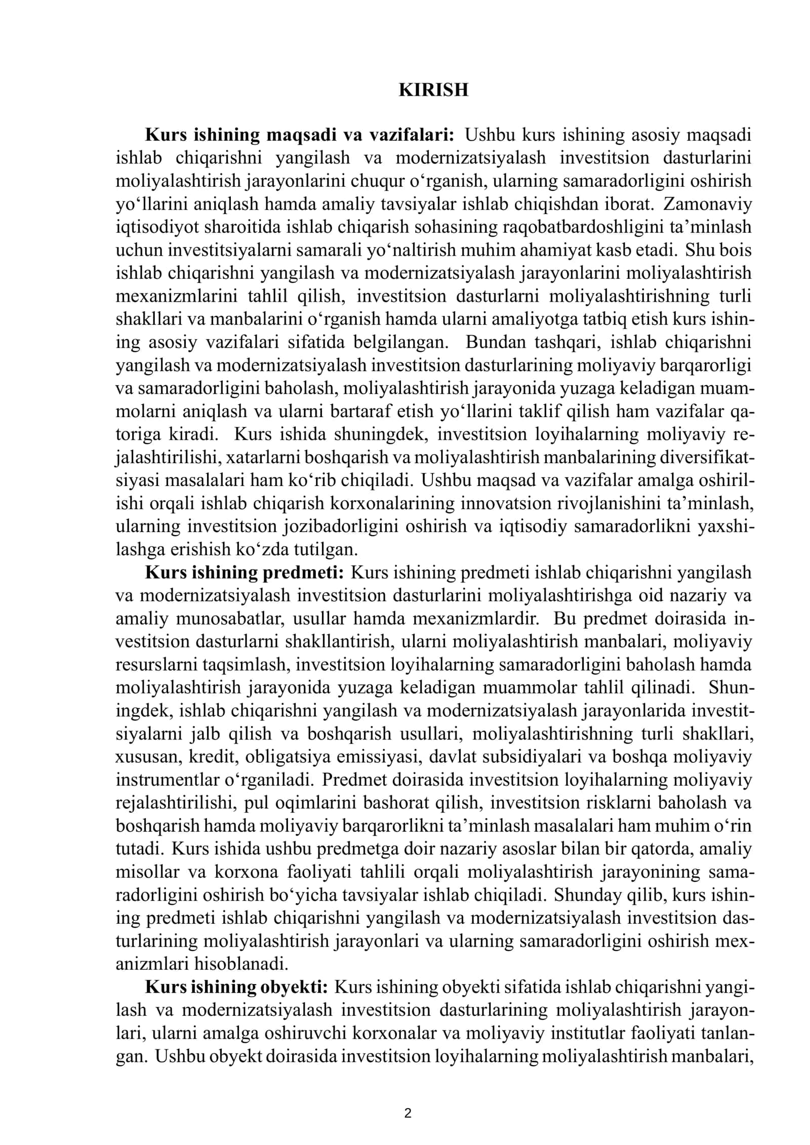 Moliya fanidan tayyorlagan kurs ishi 3