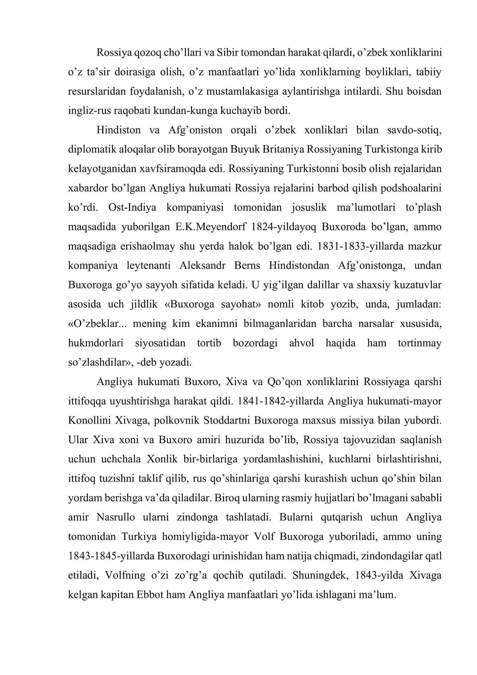 O’zbek xonliklarining Rossiya imperiyasi tomonidan bosib olinishi. Mustamlakachilik zulmiga qarshi milliy ozodlik harakati. Jadidchilik 3
