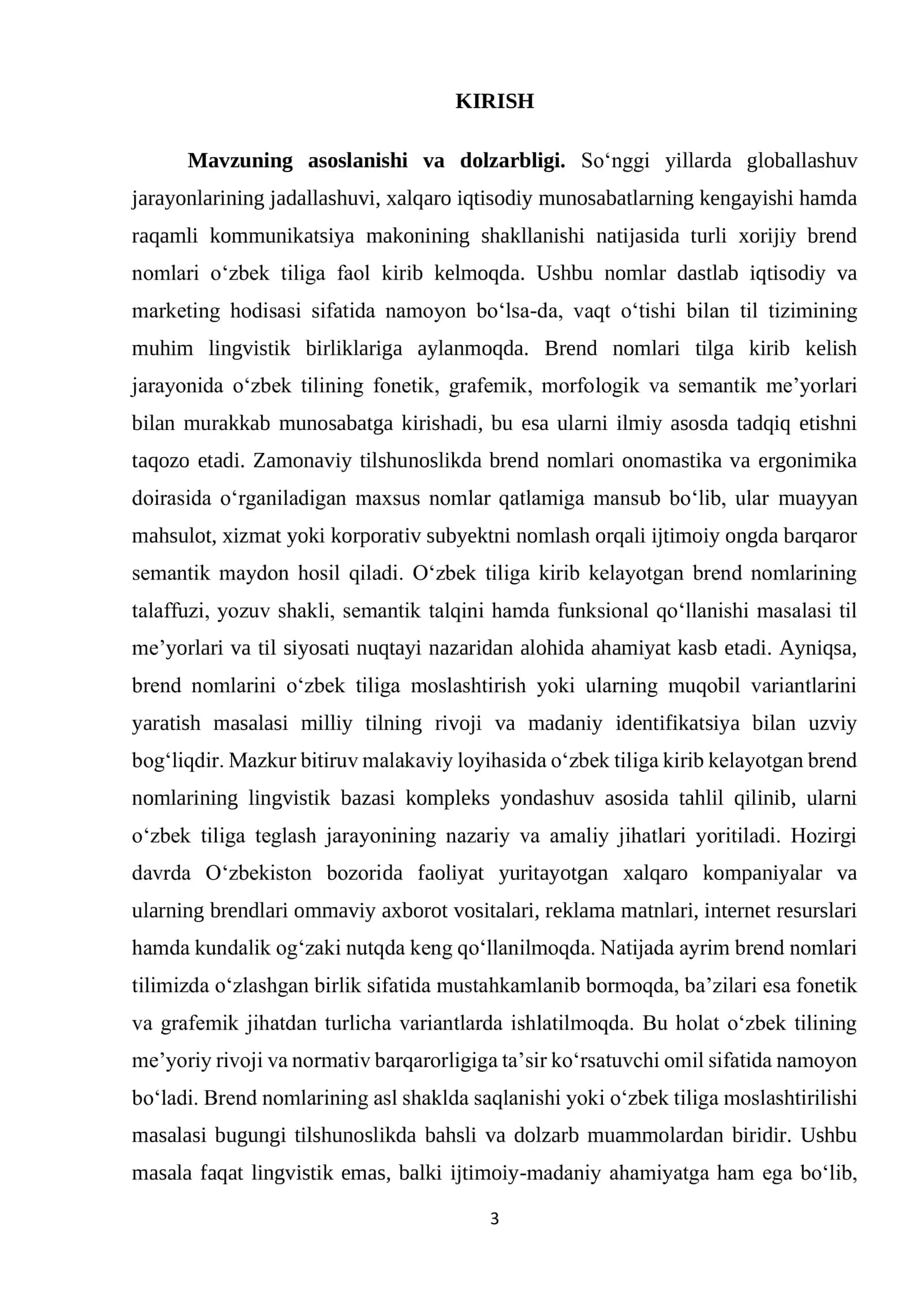 O‘ZBEK TILIGA KIRIB KELAYOTGAN BREND NOMLARINING LINGVISTIK BAZASI VA UNI TEGLASH MASALALARI 3