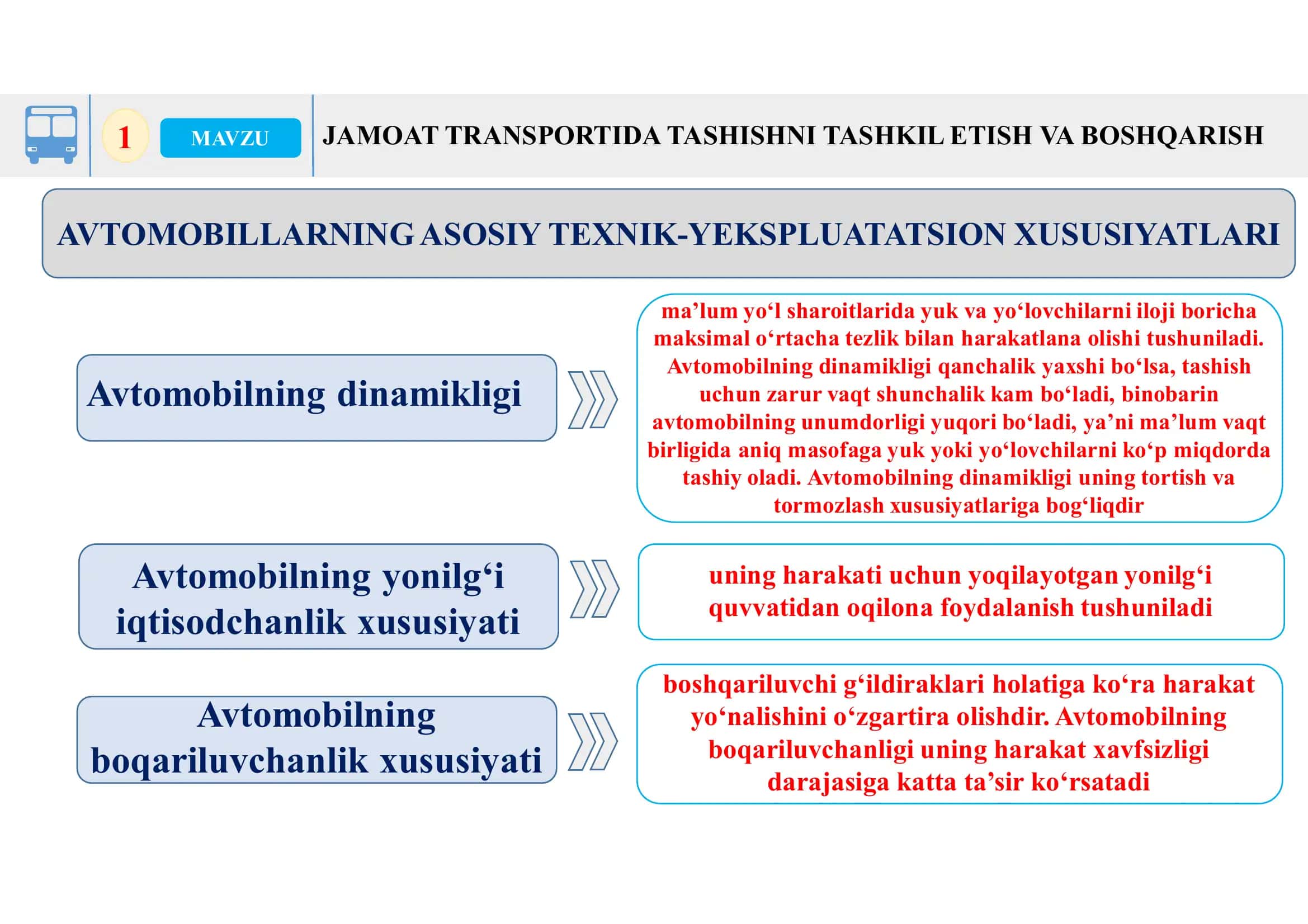 Avtomobillarning texnik-ekspluatatsion ko‘rsatkichlari 3