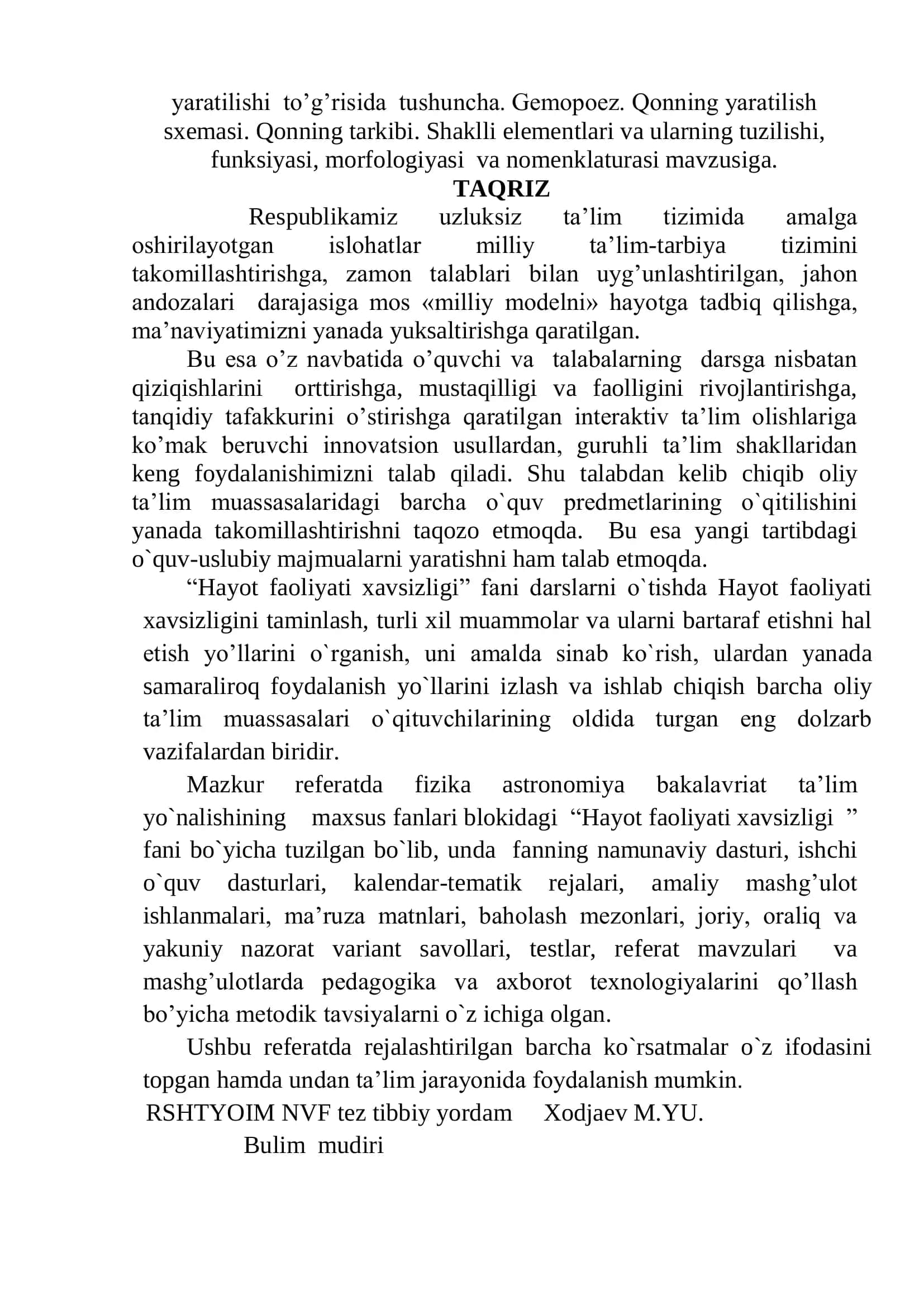 Qonning yaratilishi to'g'risida tushuncha 3