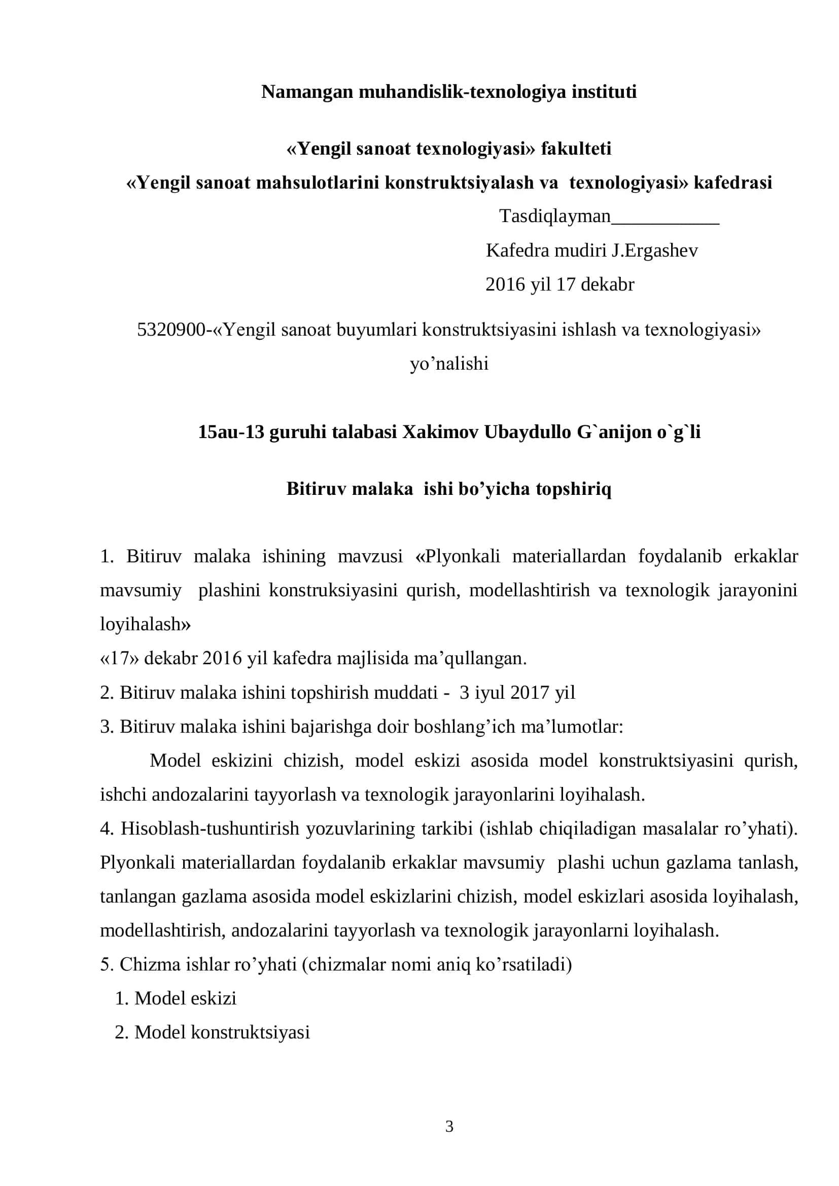 Yengil sanoat buyumlari konstruktsiyasini ishlash va texnologiyasi 3
