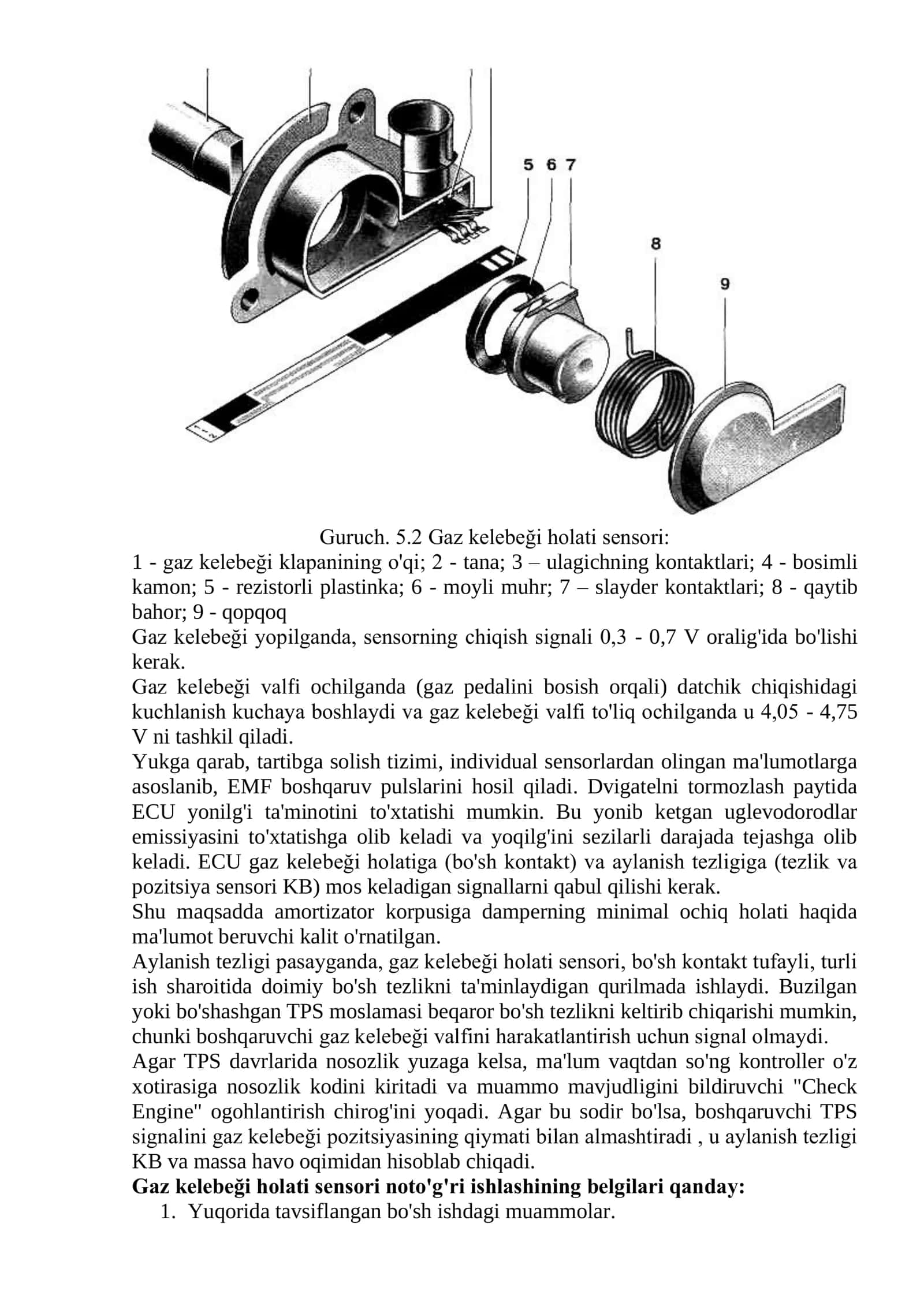 DROSSEL ZASLONKASINING HOLATINI ANIQLAVCHI DATCHIKLAR 3