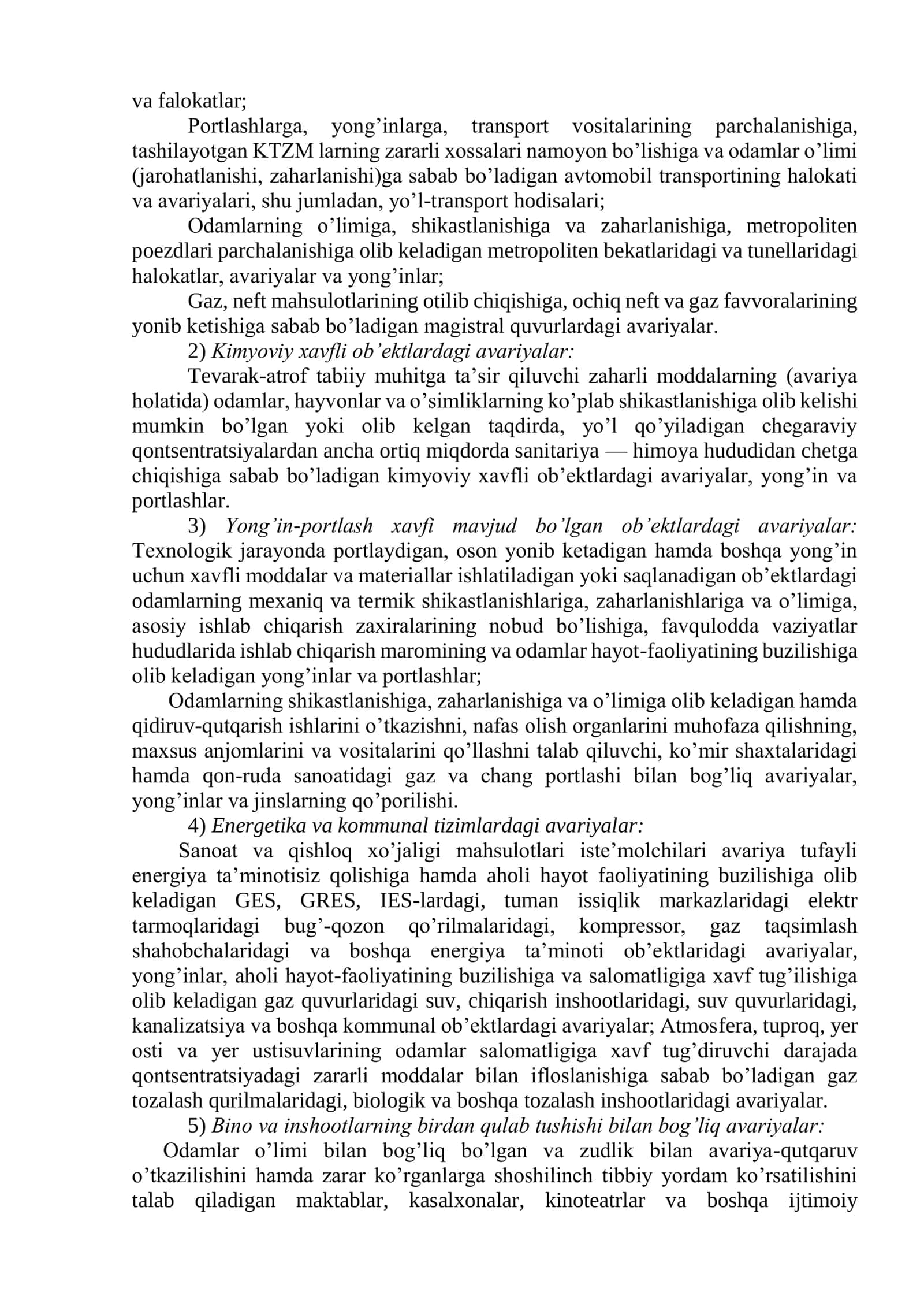 Favqulodda vaziyatlar, ularning turlari va xususiyatlari 3