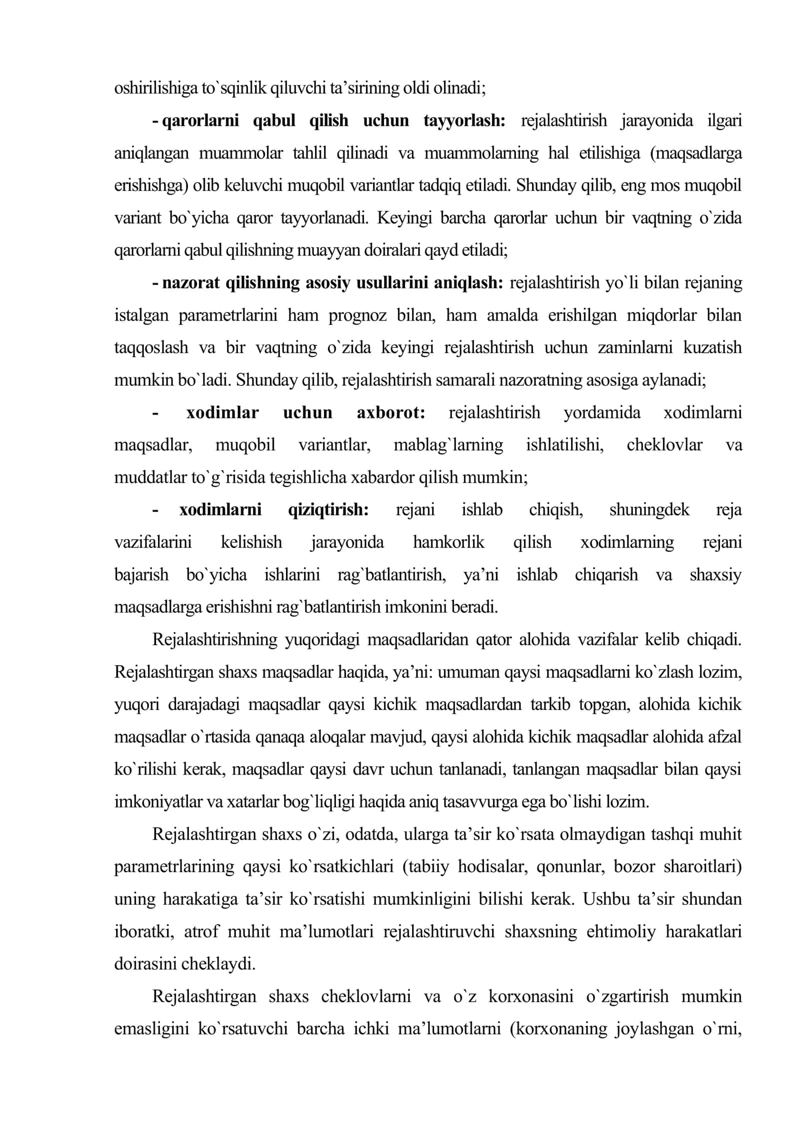 Rejalashtirish boshqaruv vositasi sifatida 3
