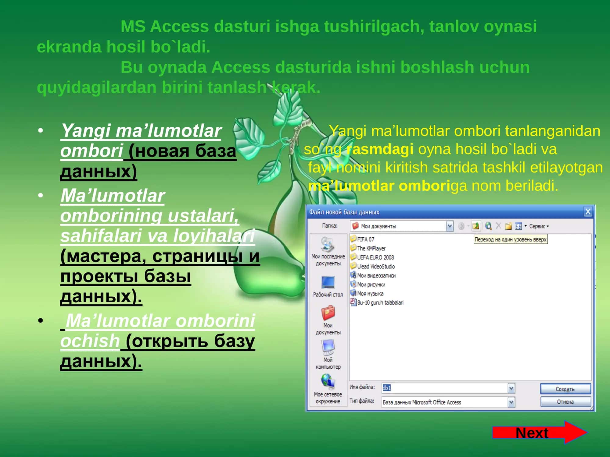 MS Access dasturining asosiy elementlari va maydonlar xususiyatlari 3