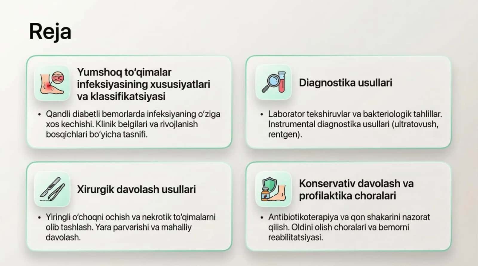 QANDLI DIABETLI BEMORLARDA YUMSHOQ TO`QIMALAR XIRURGIK INFEKSIYASINI DAVOLASH USULLARI 3