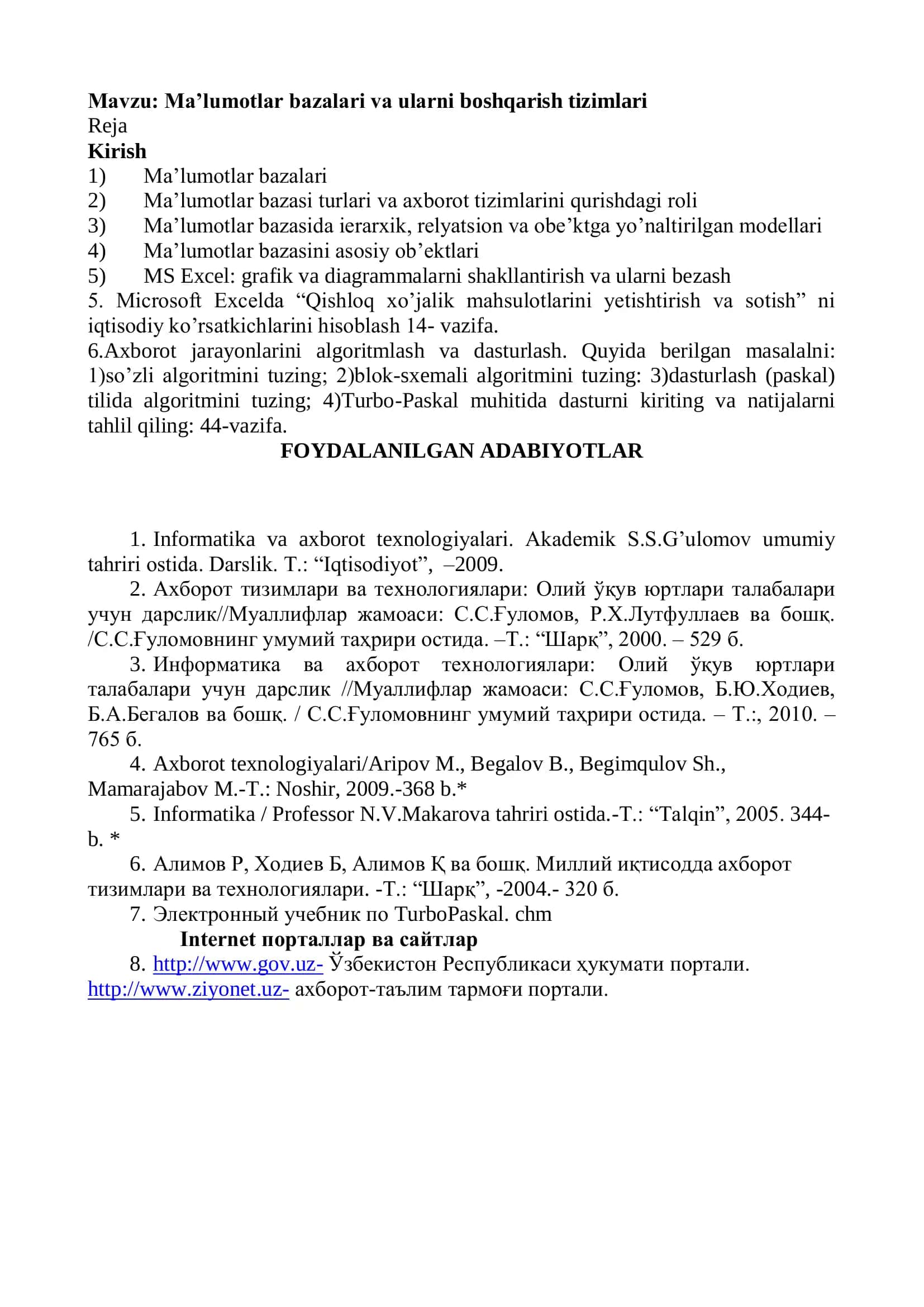 Ma’lumotlar bazalari va ularni boshqarish tizimlari 3