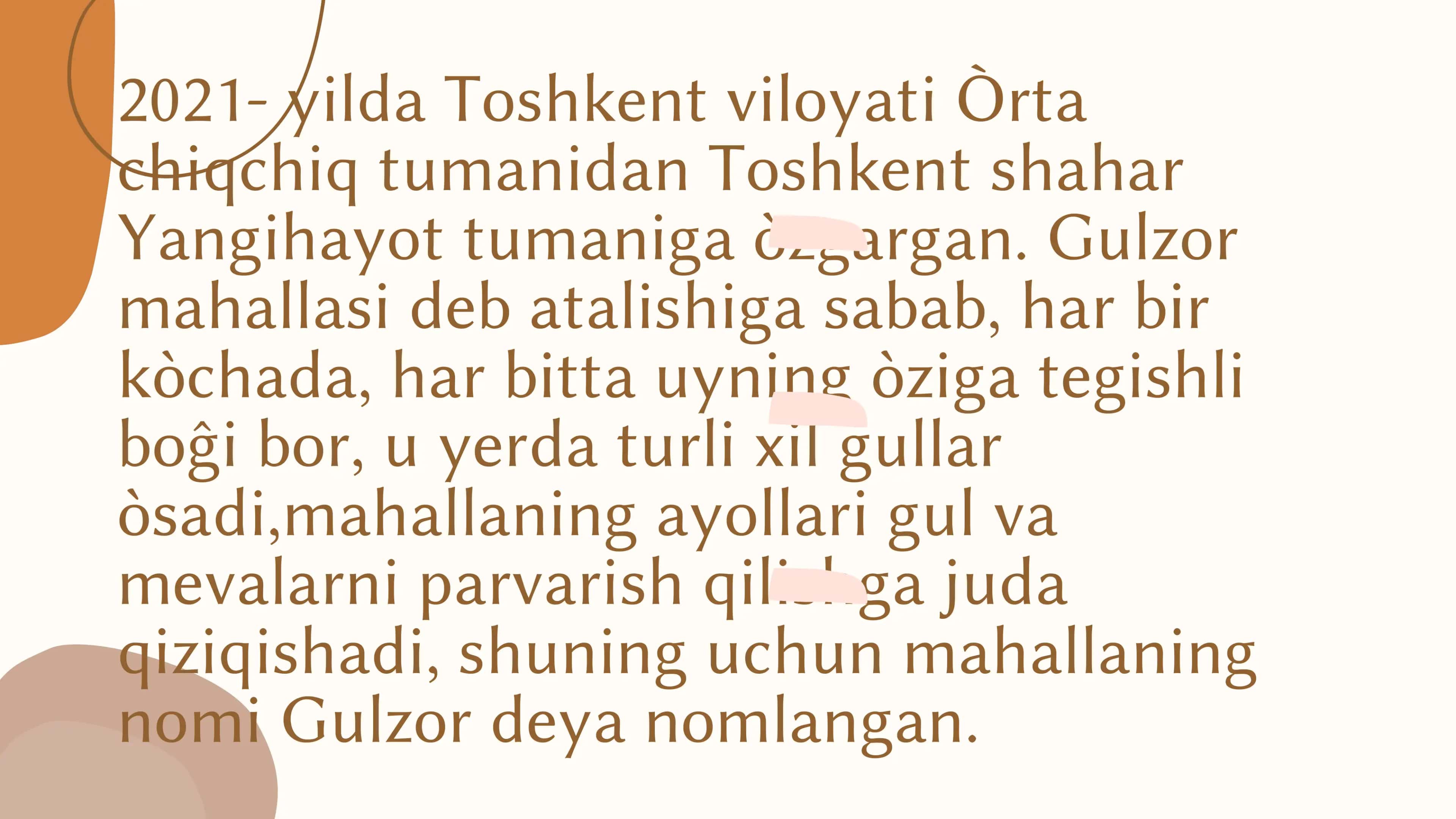 Toshkent shahar Yangihayot tumani Gulzor MFY shevasi 3
