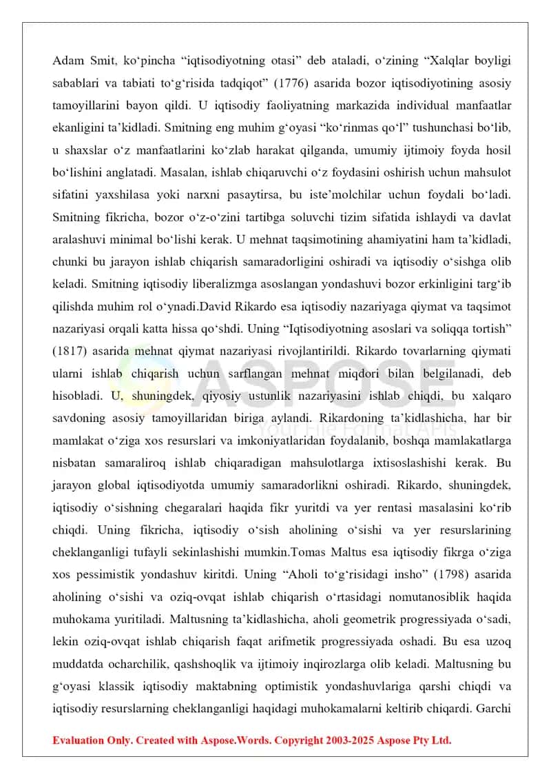 Klassik iqtisodiy maktabga muxolif g‘oyalari. 3