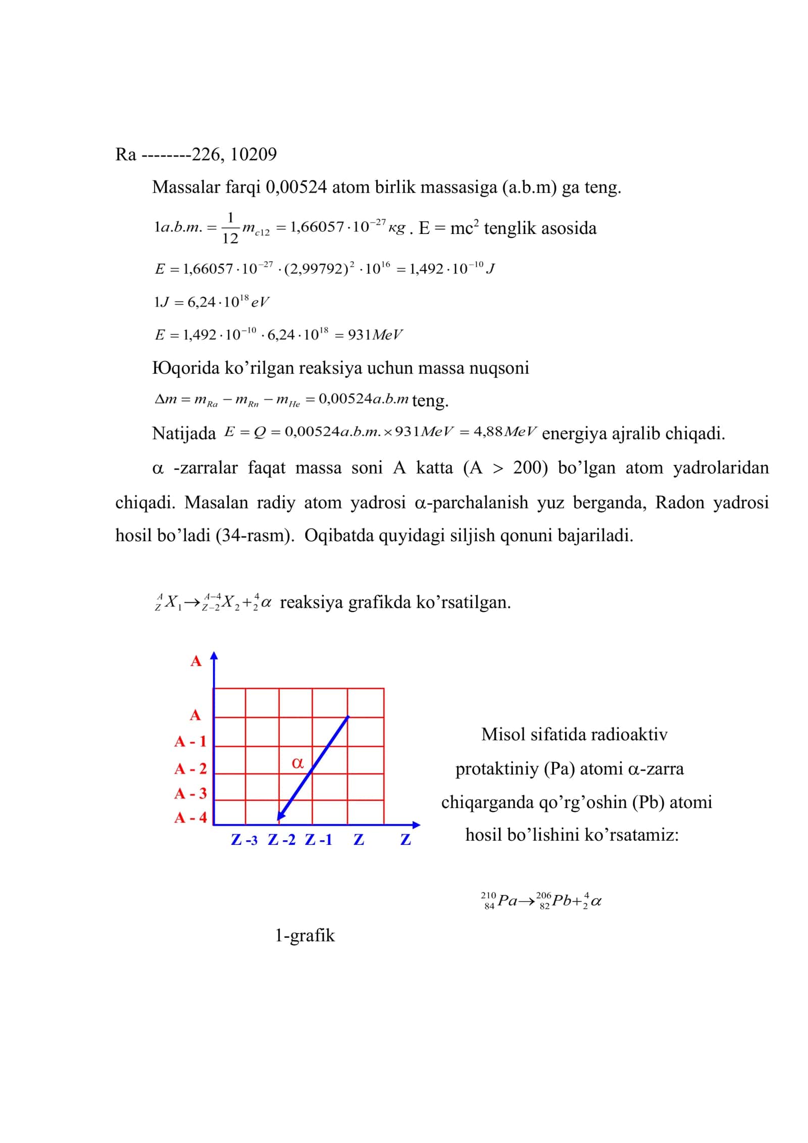 Massa nuqsoni. Siljish qonuni. Betta parchalanish. Gamma nurlanish 3