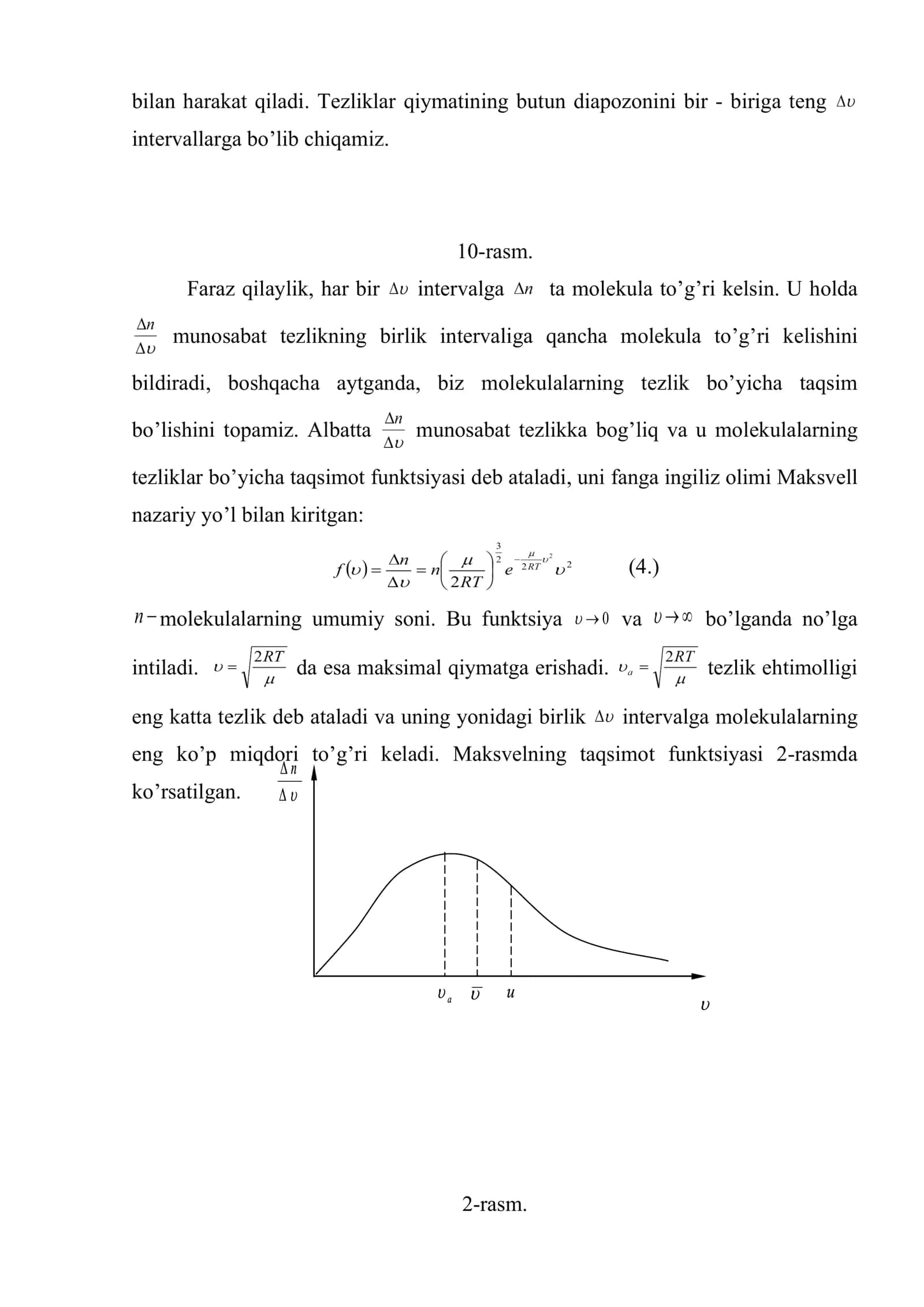 Gaz molekulalari tezligining absolyut qiymatlari bo’yicha taqsimoti. Maksvel taqsimoti. Barometrik formula. Boltsman taqsimoti 3