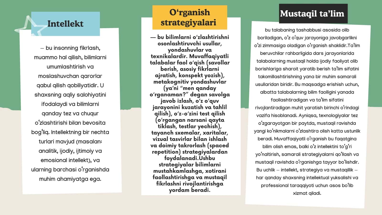 Ta’lim olish jarayonini samarali tashkil etish 3