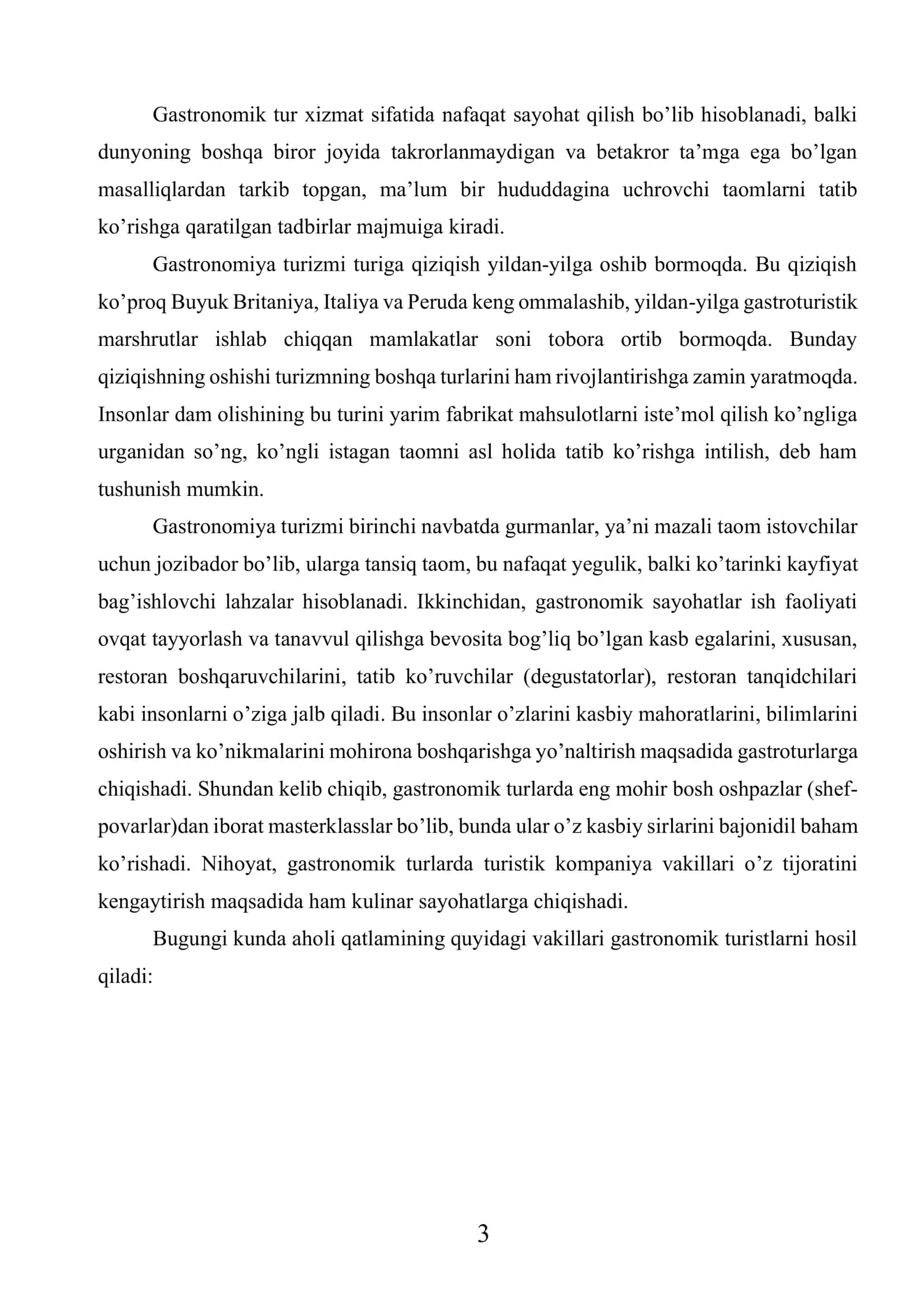 Gastronomiya turizmini rivojlantirish istiqbollari 3