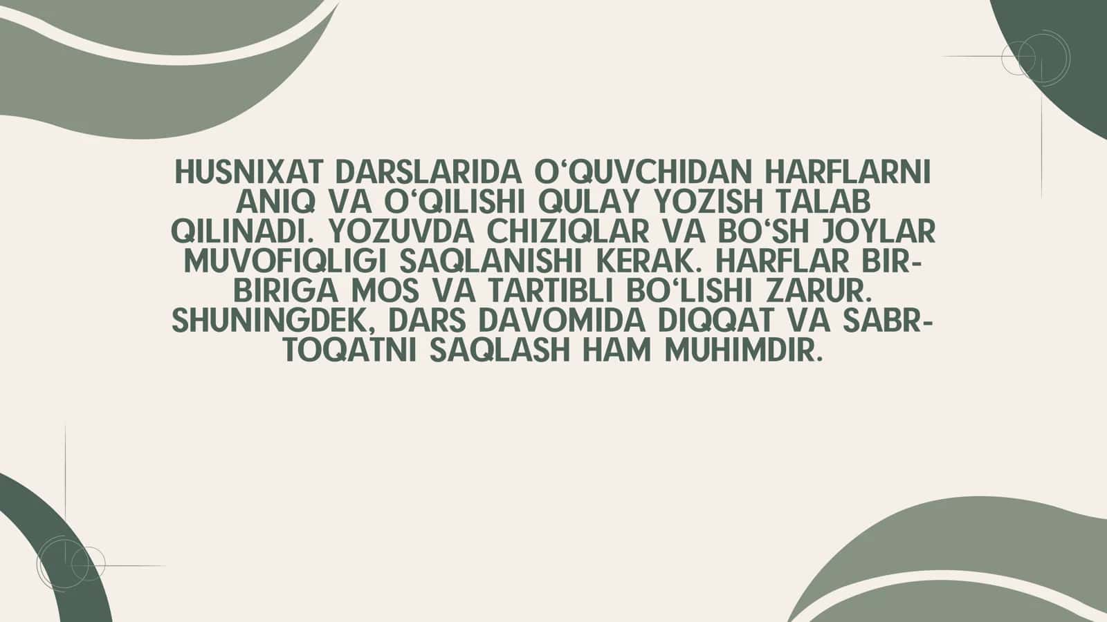 HUSNIXAT DARSLARIGA TALABLAR 3