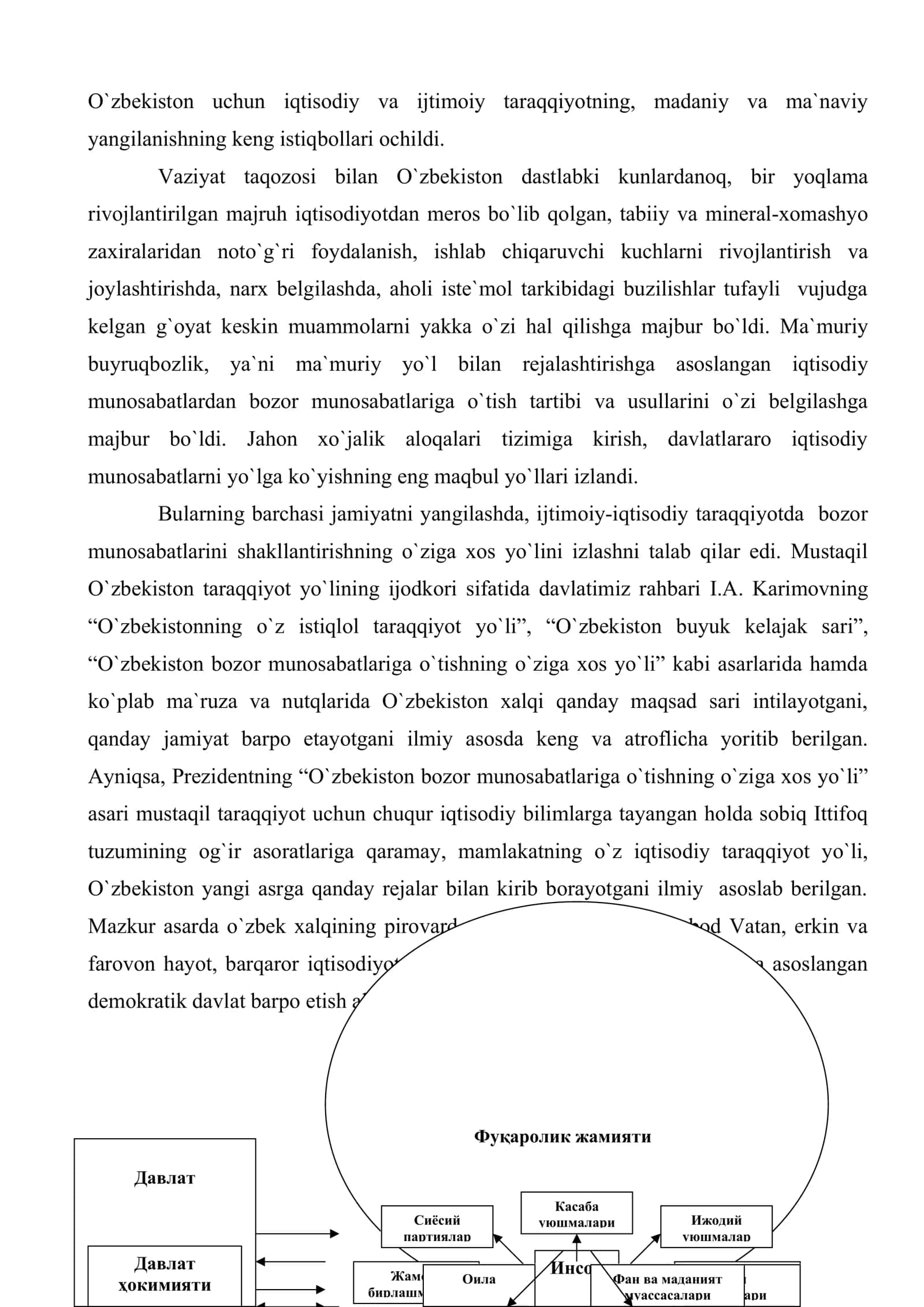 Taraqqiyotning o`zbek modeli, uni hayotga tatbiq etish borasida erishilgan yutuqlar 3