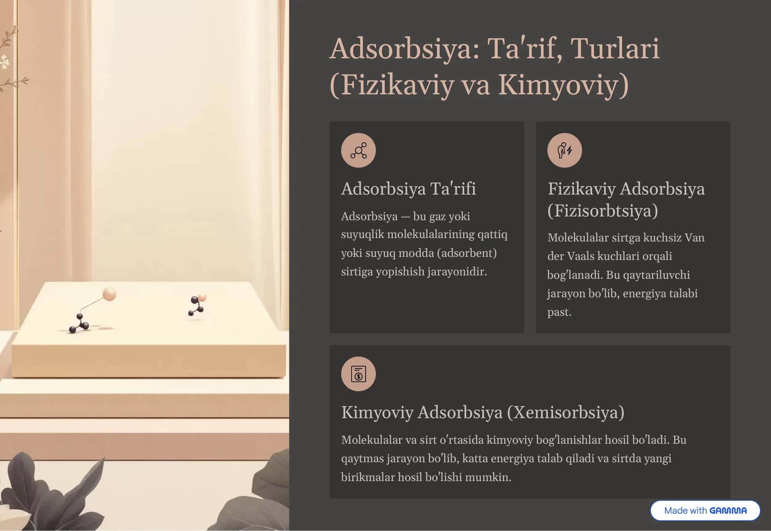 Sirt Hodisalari va Adsorbsiya 3