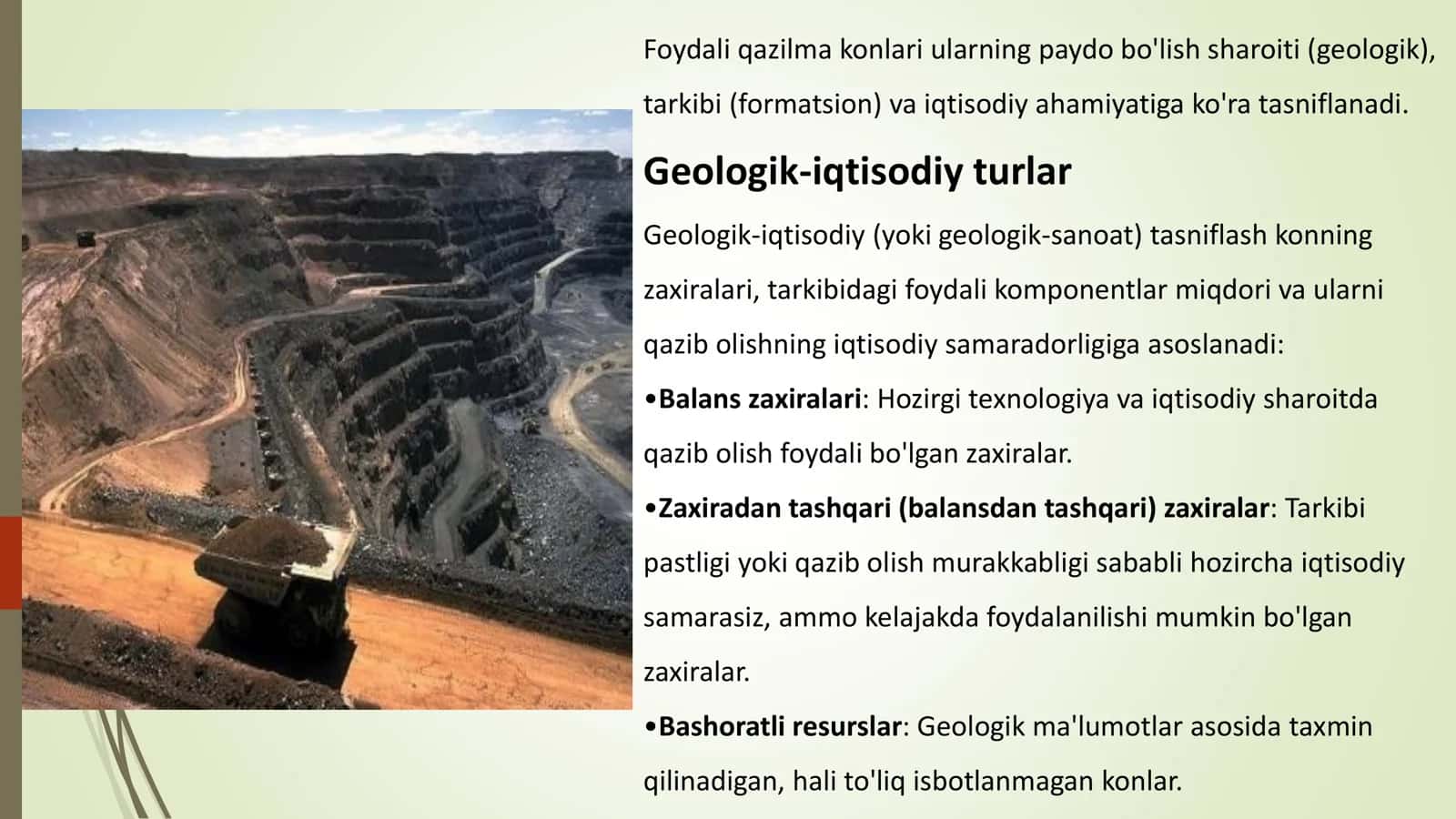 FOYDALI QAZILMA KONLARINING, GEOLOGIK-IQTISODIY VA FARMATSION TURLARI 3