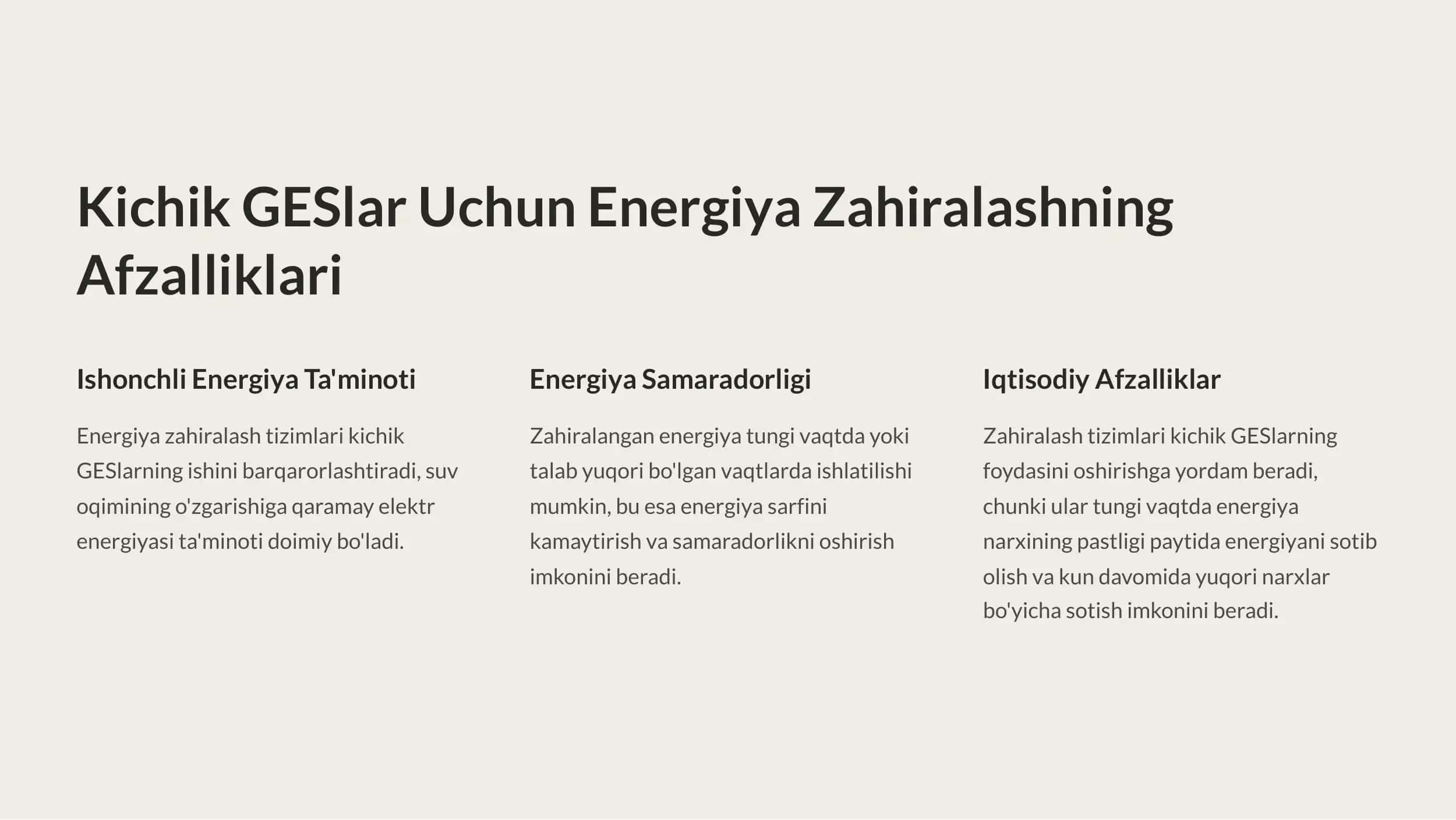 Energiya Zahiralash Texnologiyalari Kichik GESlar Uchun Imkoniyatlar 3