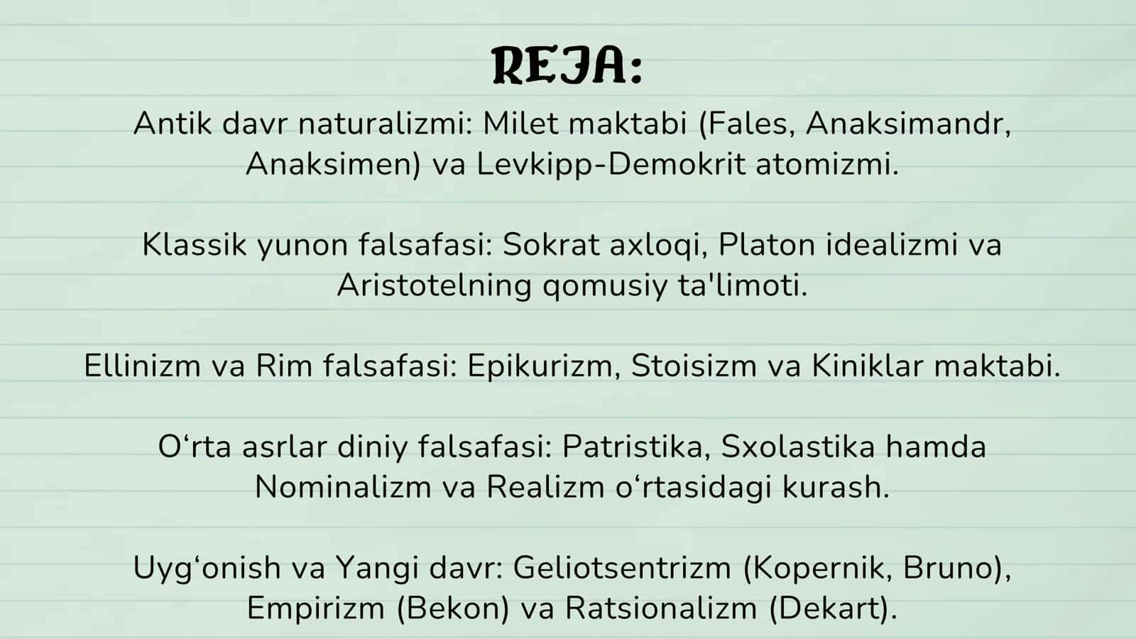 FALSAFAVIY TAFAKKUR TARAQQIYOT BOSQICHLARI: G‘ARB FALSAFASI 3