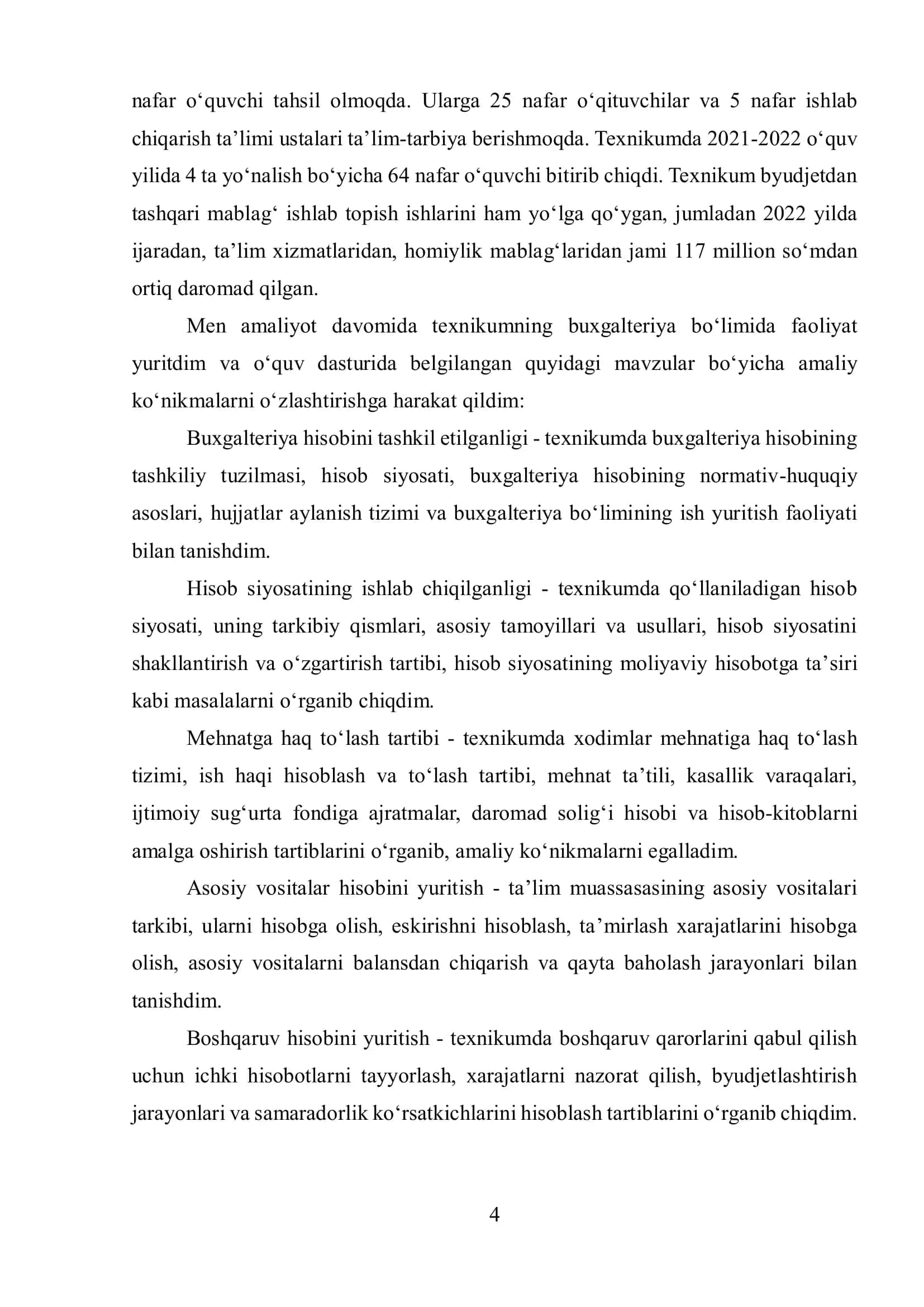 O'zbekistom sanoat texnikumlari va ularning faoliyati amaliyot hisoboti 3
