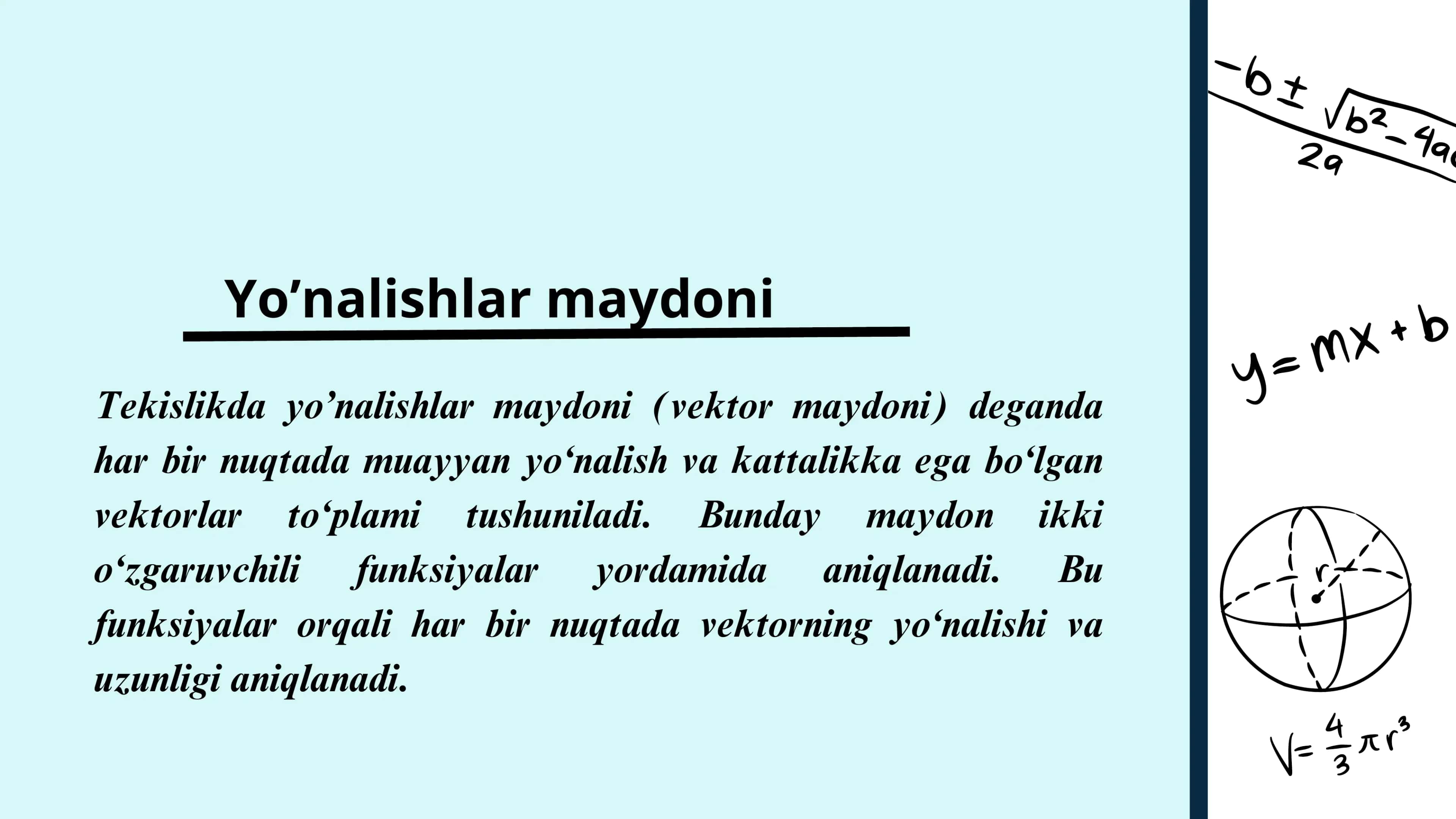 Tekislik va fazoda yo’nalishlar maydoni 3