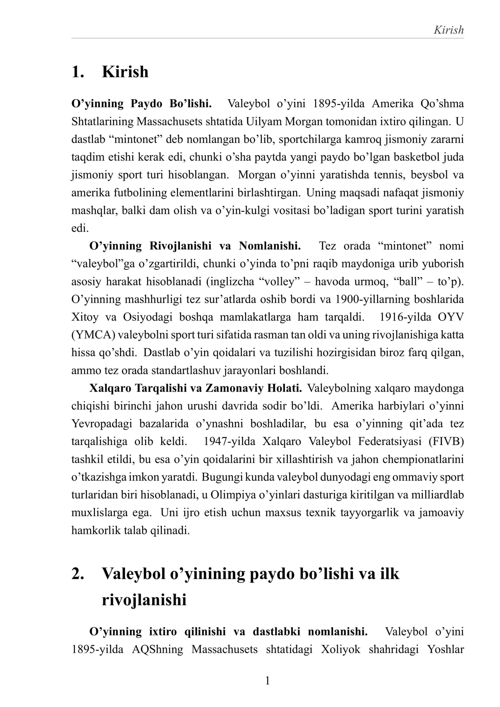 Valeybol o’yini va uning tarixi 3