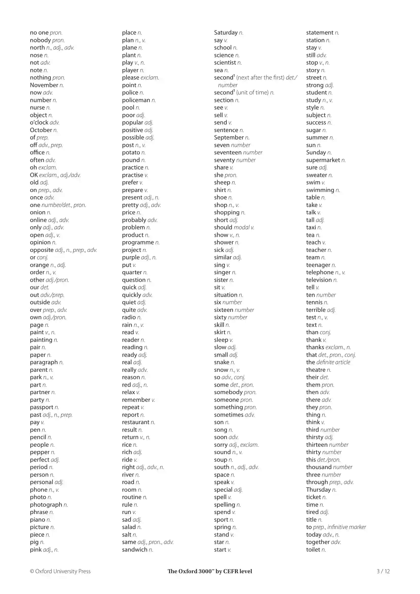 The Oxford 3000™ by CEFR level 3