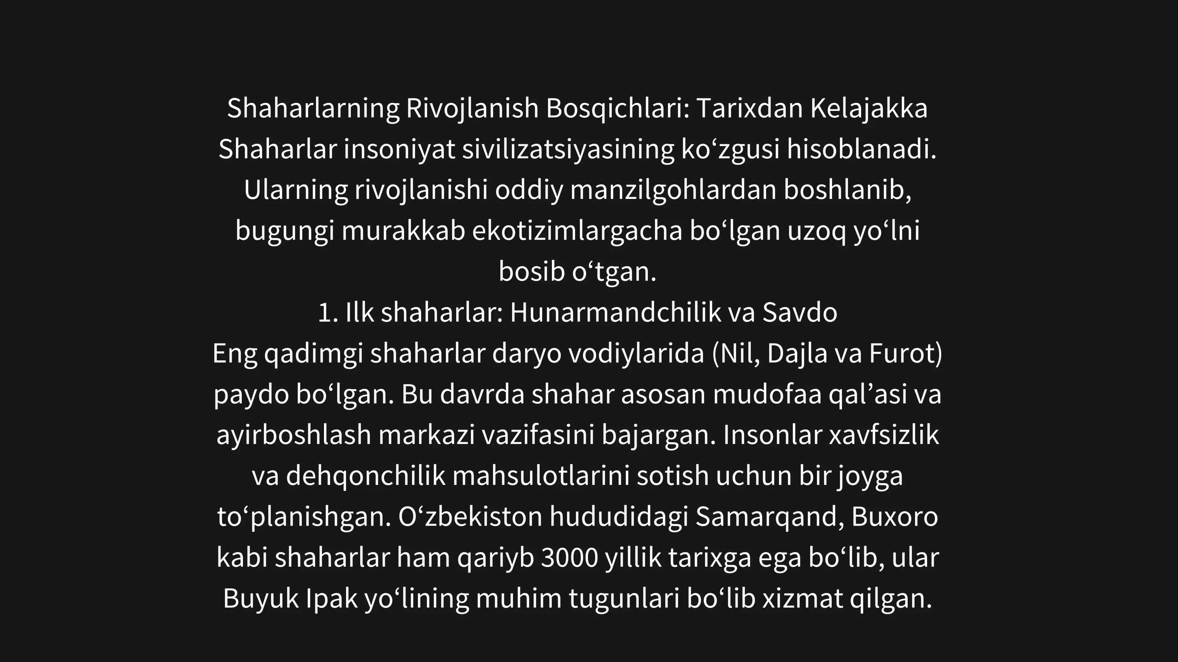 Shaharlarni rivojlanish bosqichlar 3