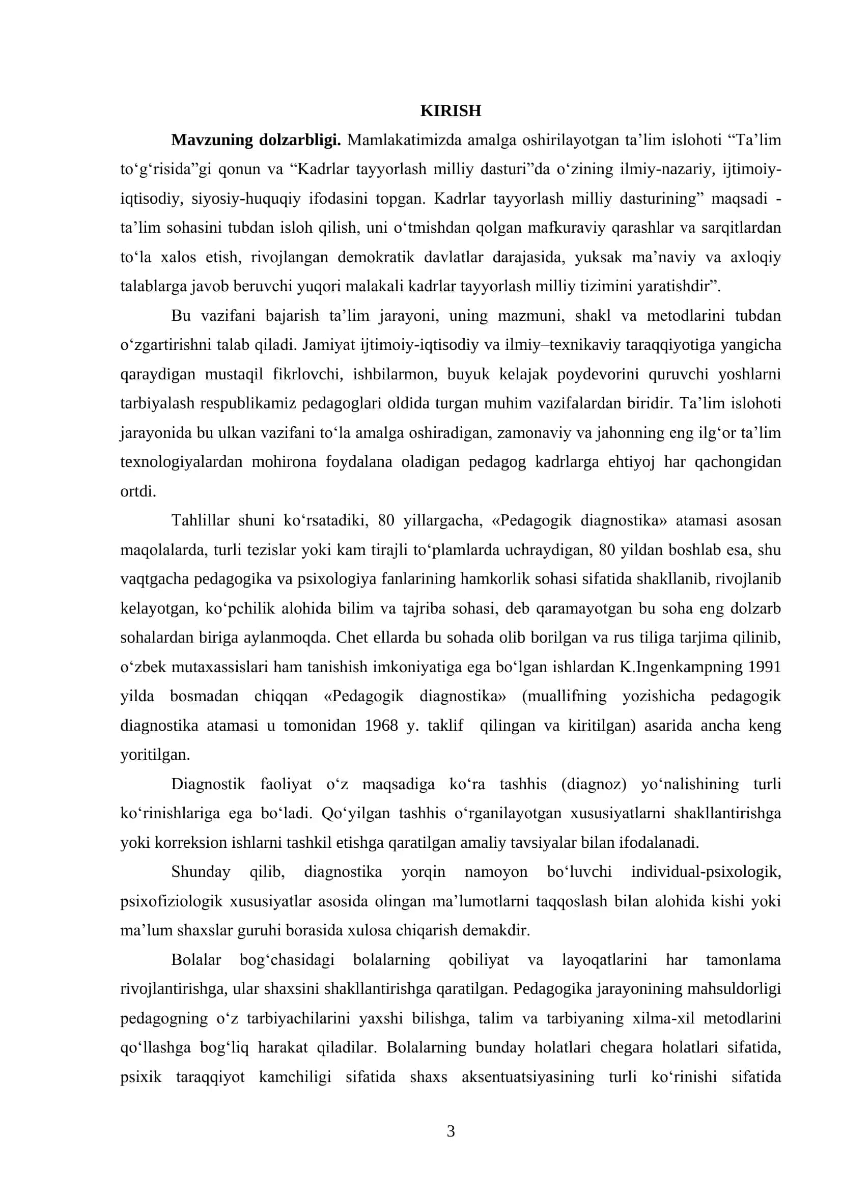 PEDAGOGIK DIAGNOSTIKA VA UNING O‘QUV-TARBIYA JARAYONI SAMARADORLIGINI TA’MINLASHDAGI ROLI 3