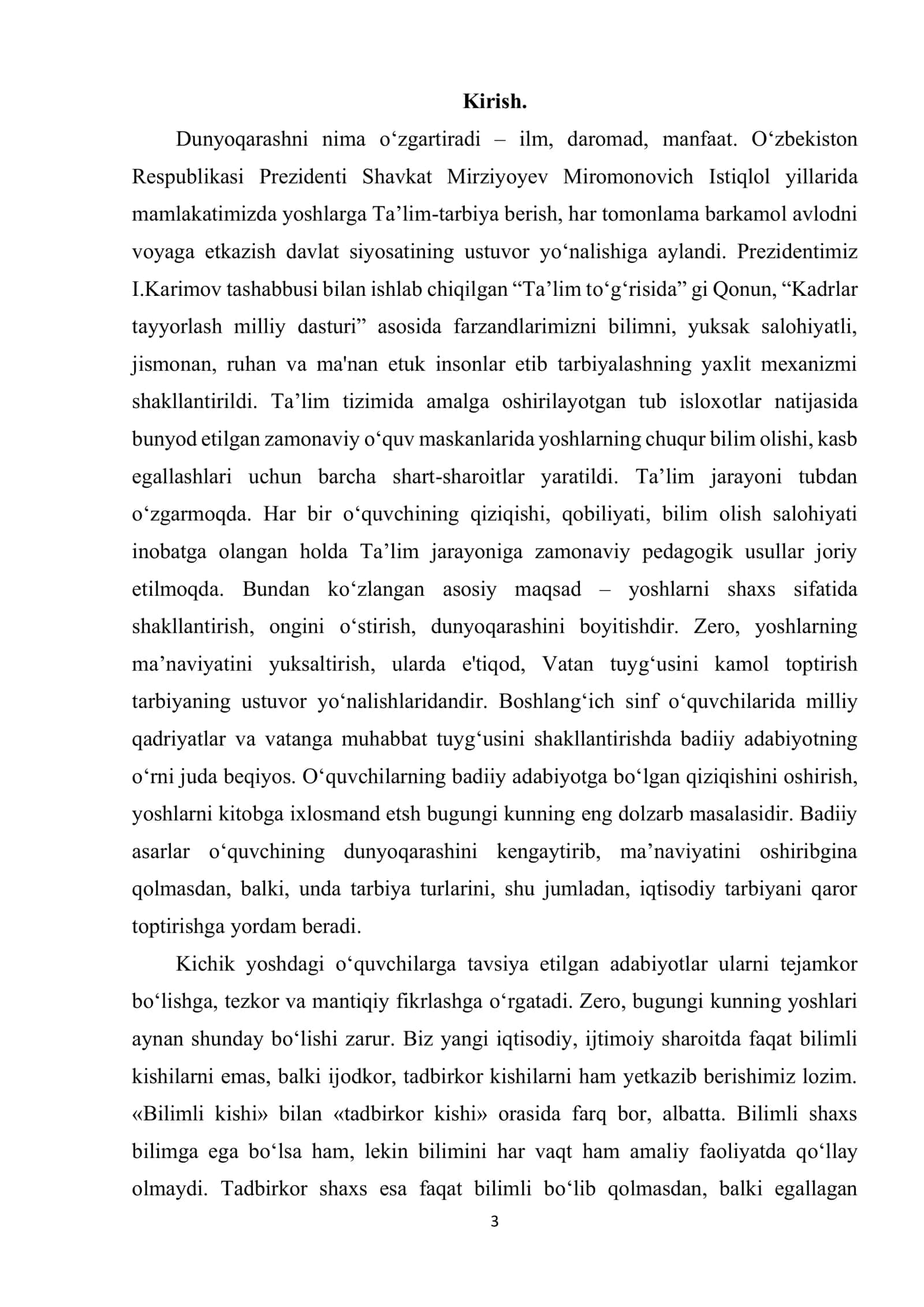 O‘qish darslarida badiiy matnlarni tahlil qilish asosida iqtisodiy tarbiya berish 3